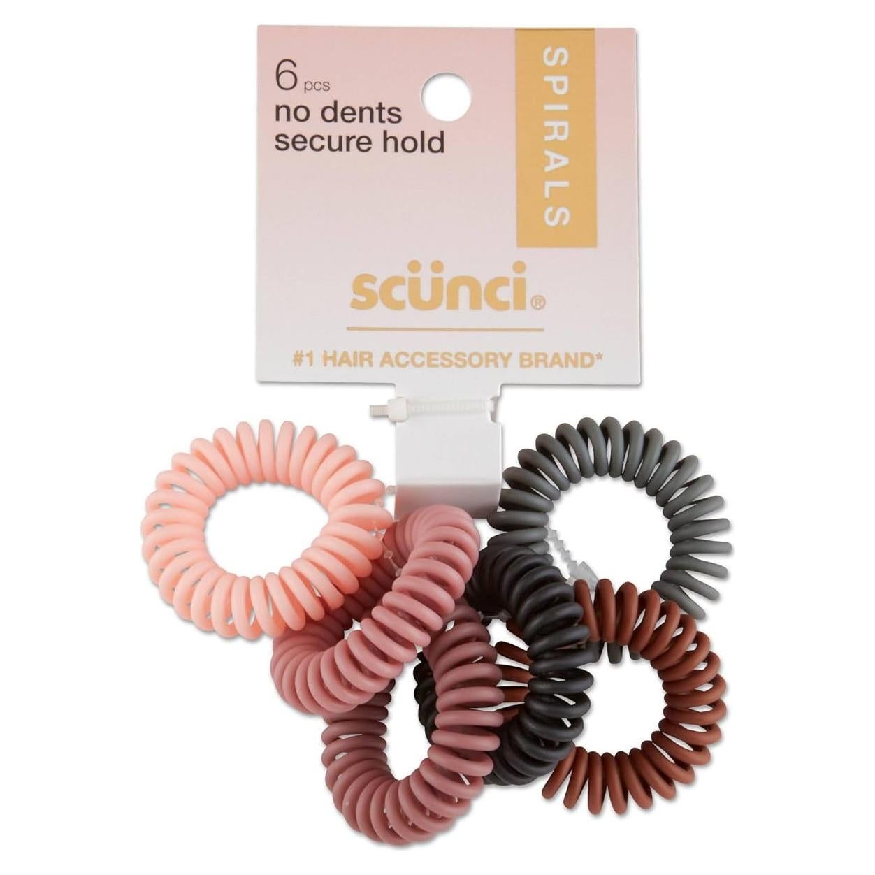 Tiras de Cabello Espiral Scunci Basics - 6 Piezas, Sin Marcas, Mate