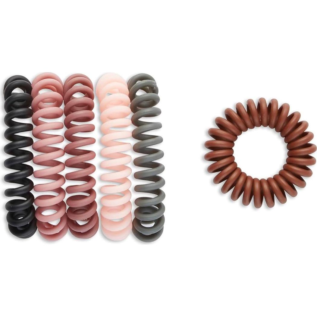 Tiras de Cabello Espiral Scunci Basics - 6 Piezas, Sin Marcas, Mate