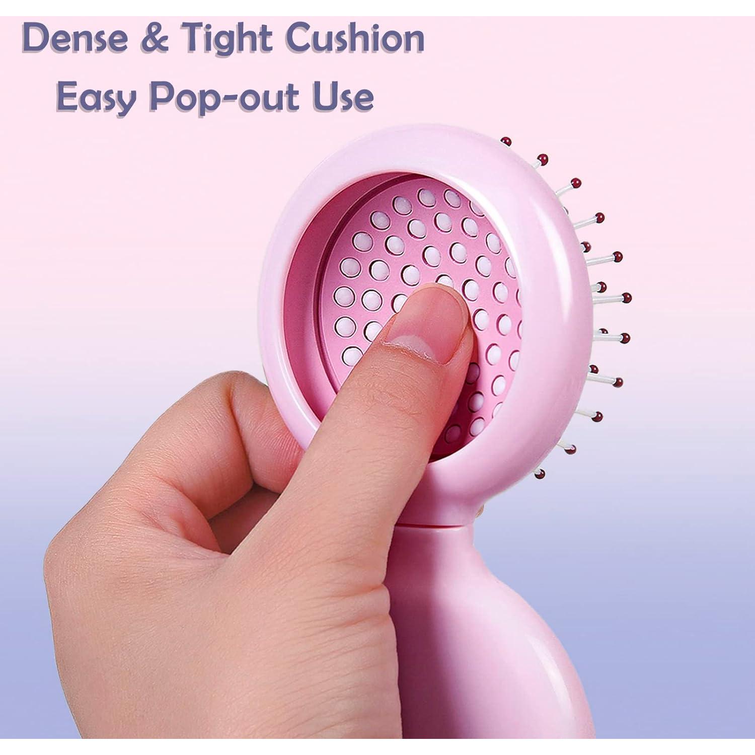 Mini Cepillo de Pelo Plegable con Espejo Trikeel Rosa 6.7cm