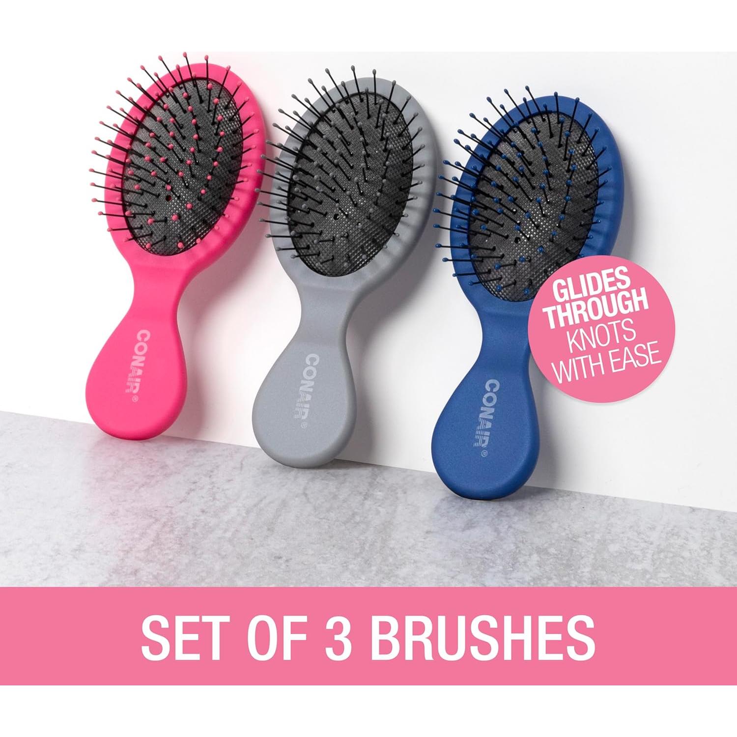Cepillo desenredante Conair 3PK - Uso húmedo/seco - Viaje