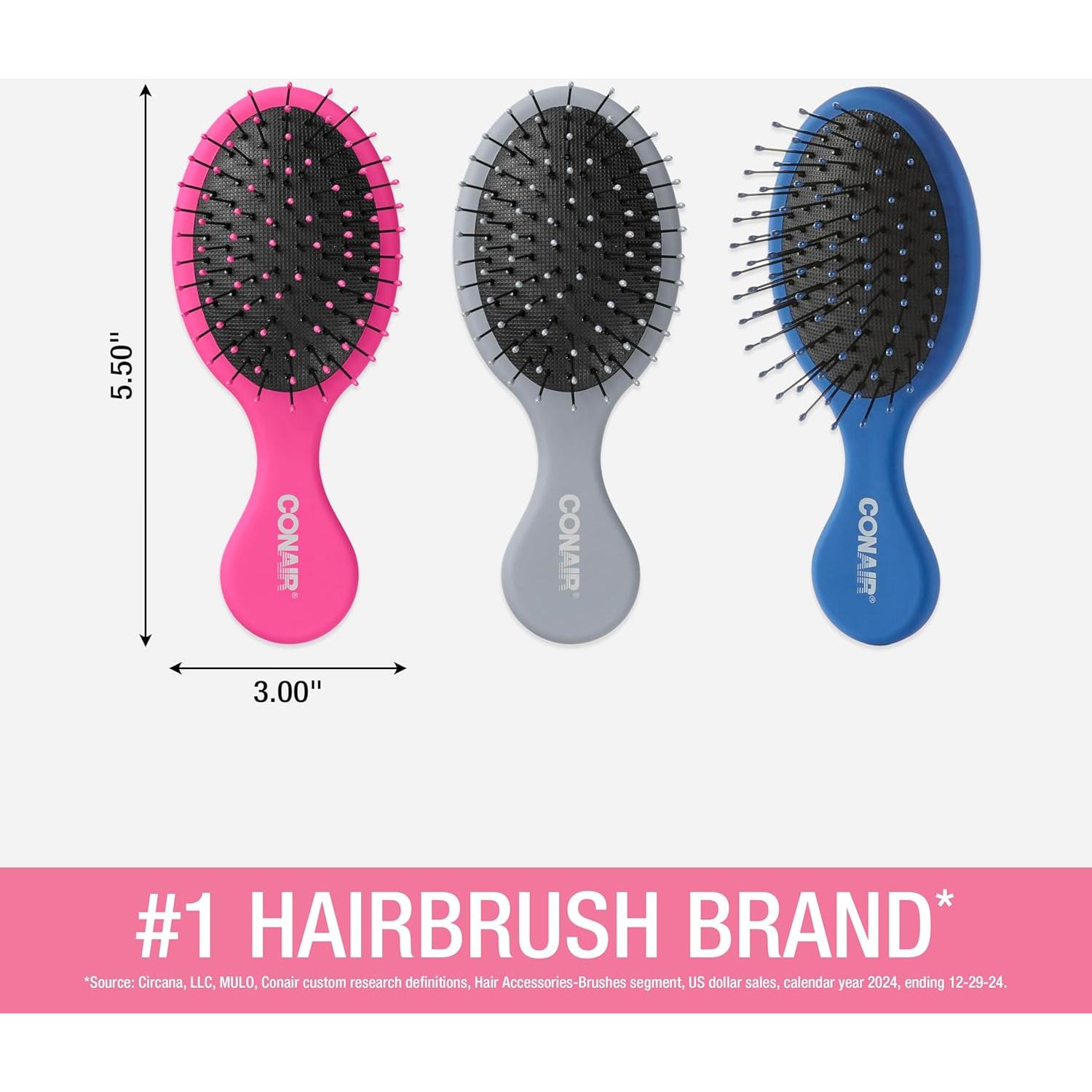 Cepillo desenredante Conair 3PK - Uso húmedo/seco - Viaje