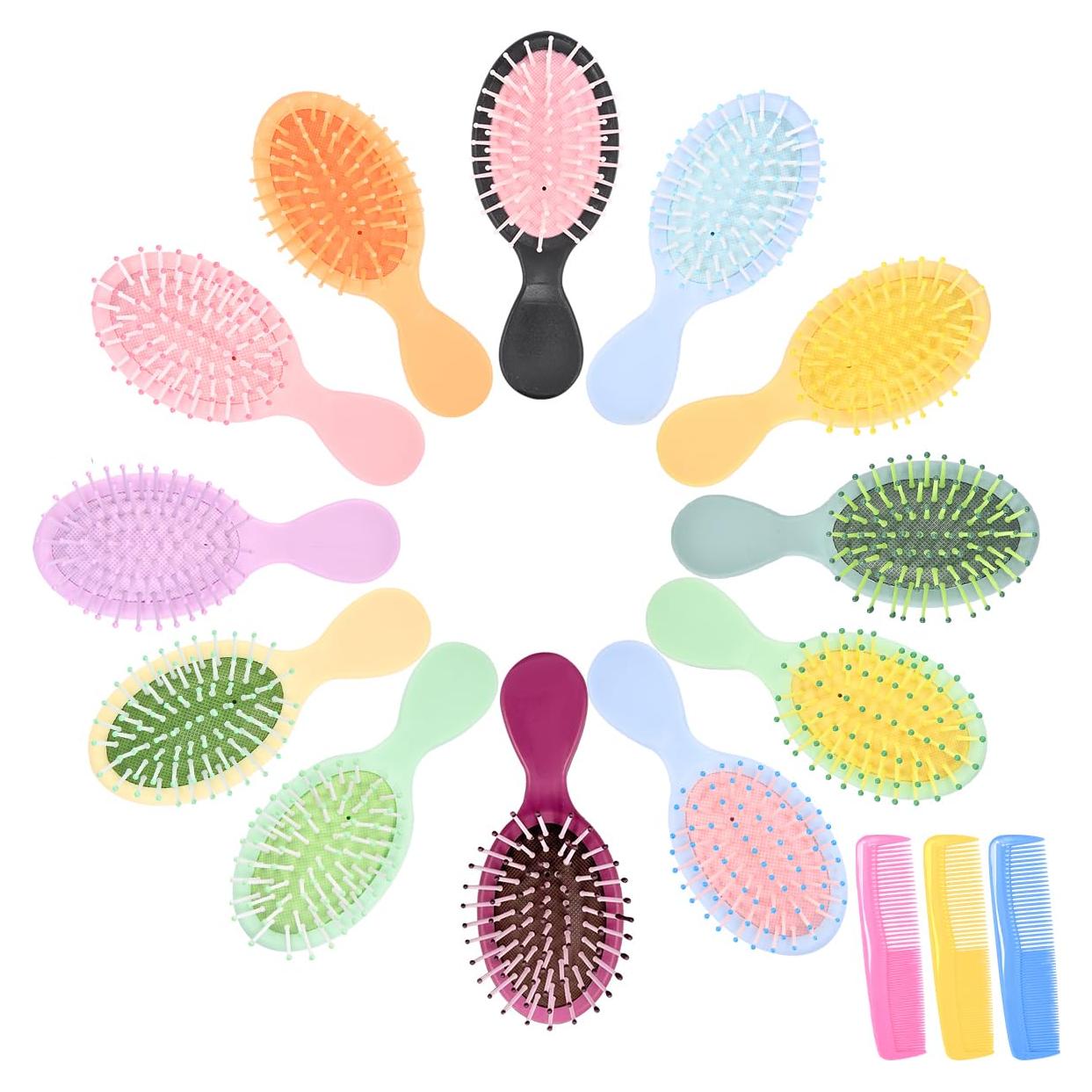 Paquete de 15 Mini Cepillos Desenredantes YOJOR para Cabello