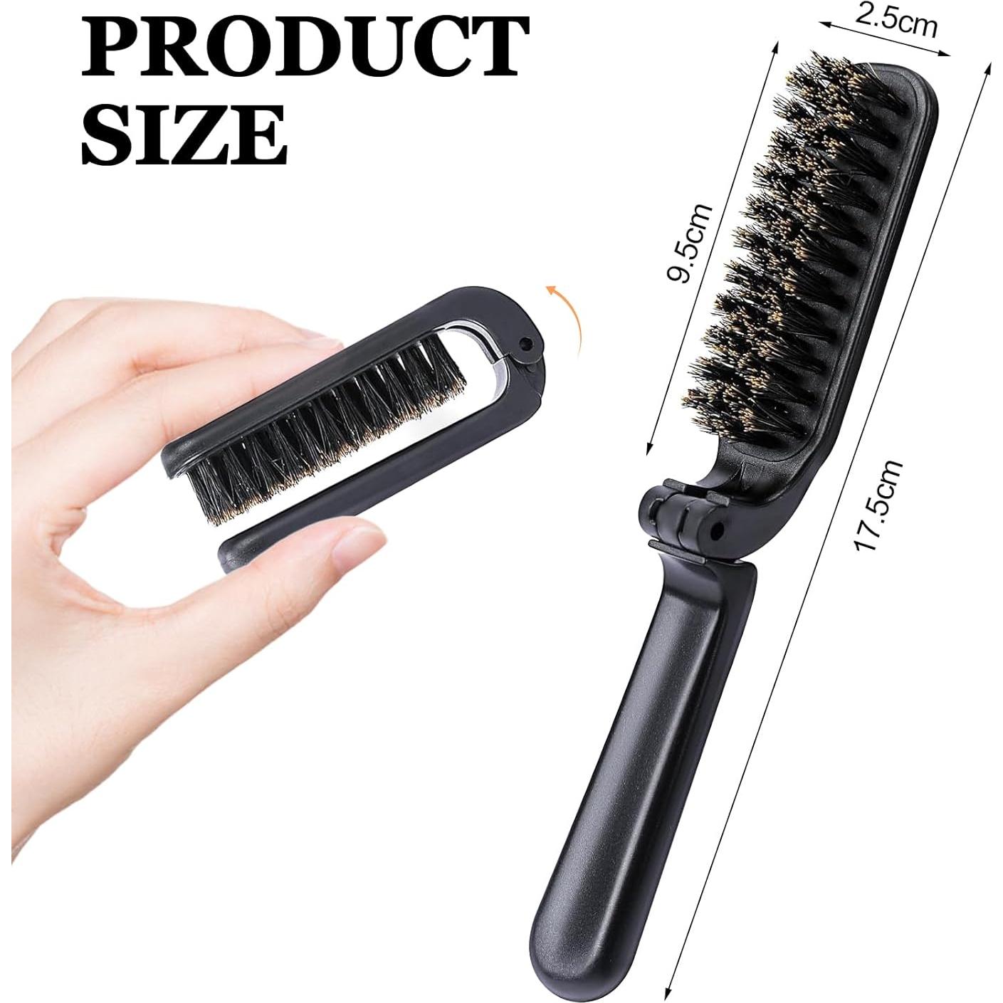 2 Piezas Cepillo de Pelo Plegable Hautllaif con Cerdas de Jabalí