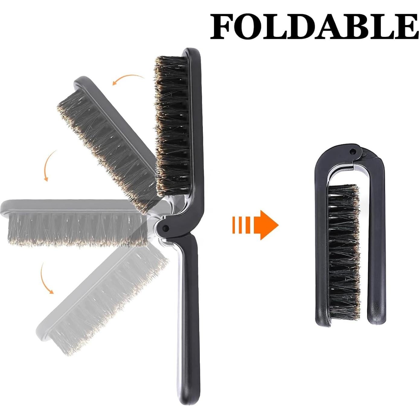 2 Piezas Cepillo de Pelo Plegable Hautllaif con Cerdas de Jabalí