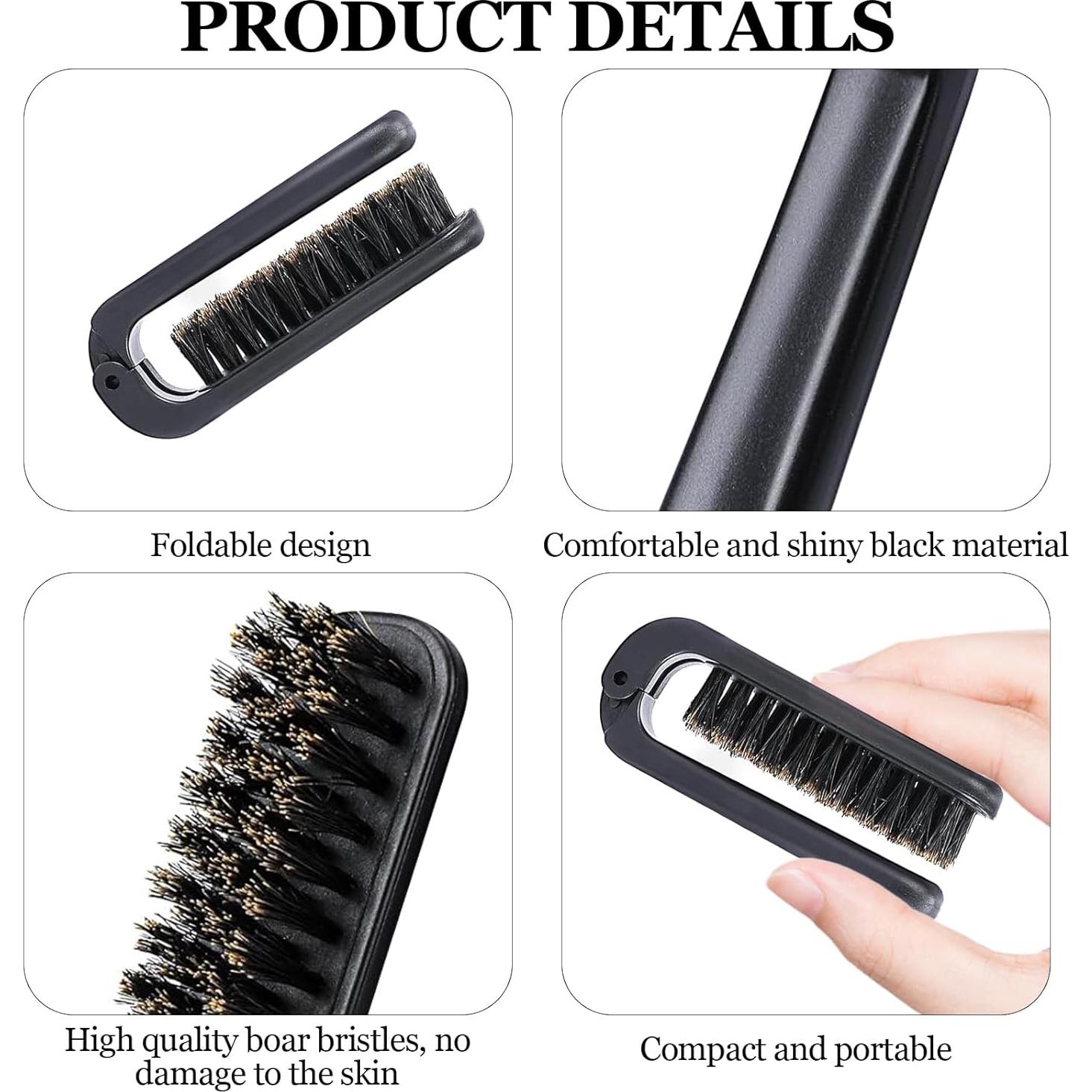 2 Piezas Cepillo de Pelo Plegable Hautllaif con Cerdas de Jabalí