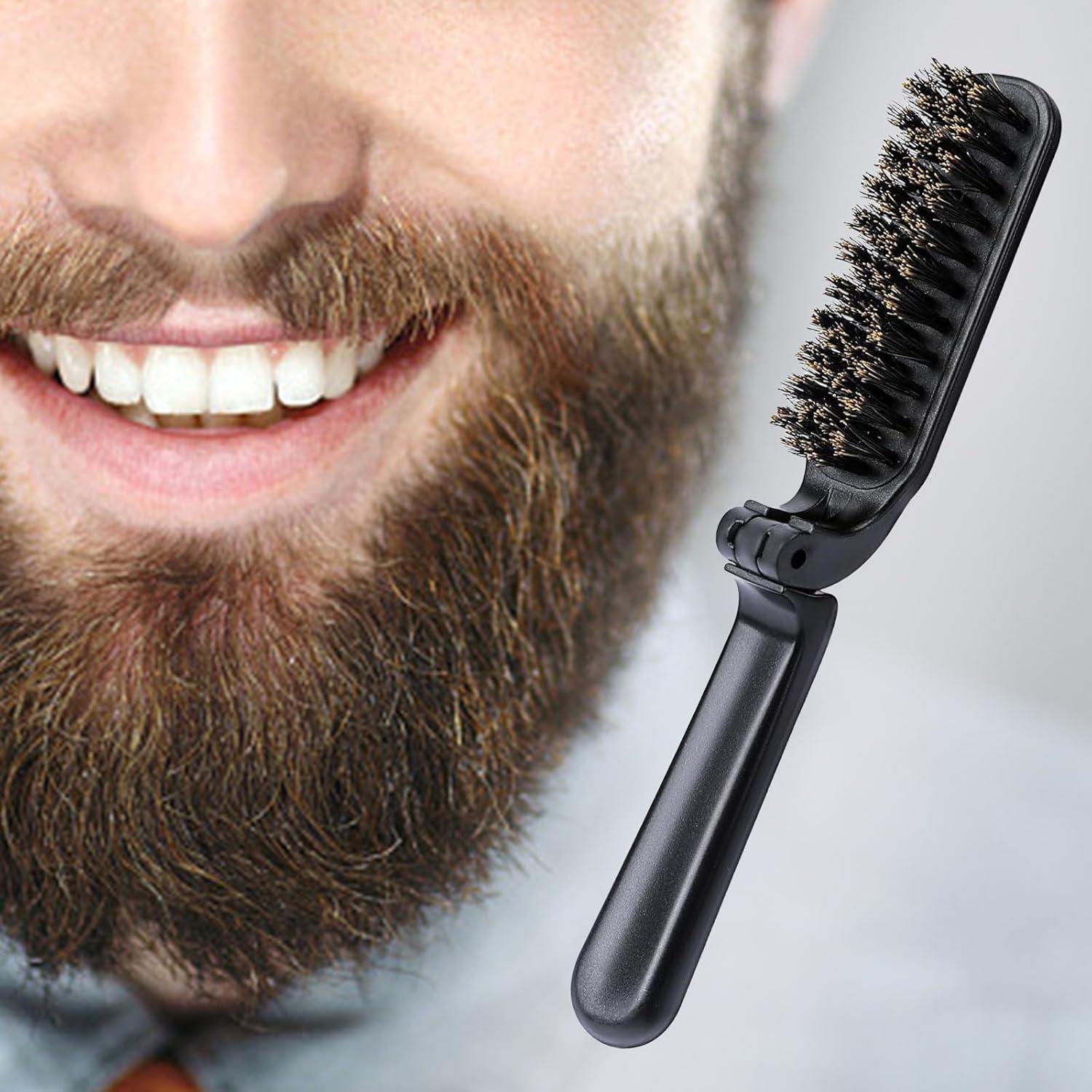 2 Piezas Cepillo de Pelo Plegable Hautllaif con Cerdas de Jabalí