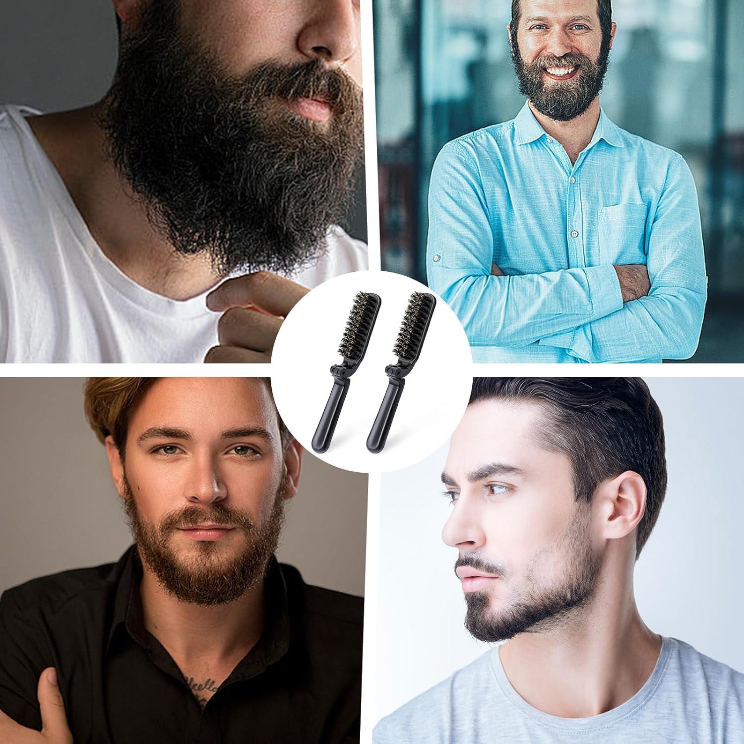 2 Piezas Cepillo de Pelo Plegable Hautllaif con Cerdas de Jabalí