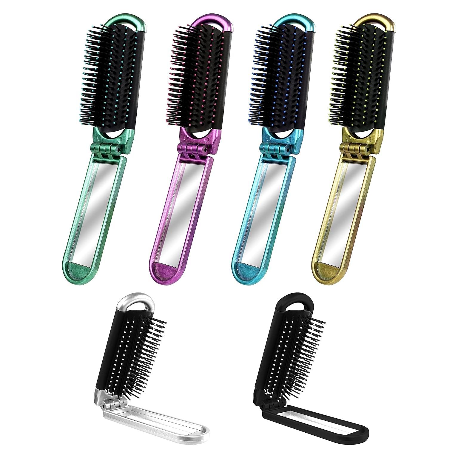 Juego de 6 Cepillos de Pelo Plegables con Espejo MoHern