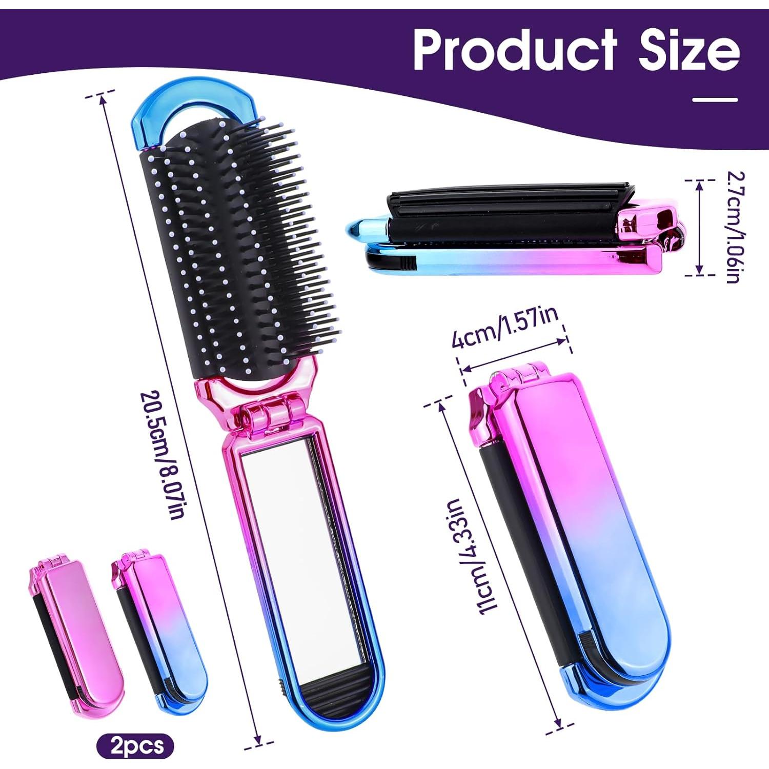 Cepillo de Pelo Plegable con Espejo MOZEAT LENS - 2 Piezas Rosa