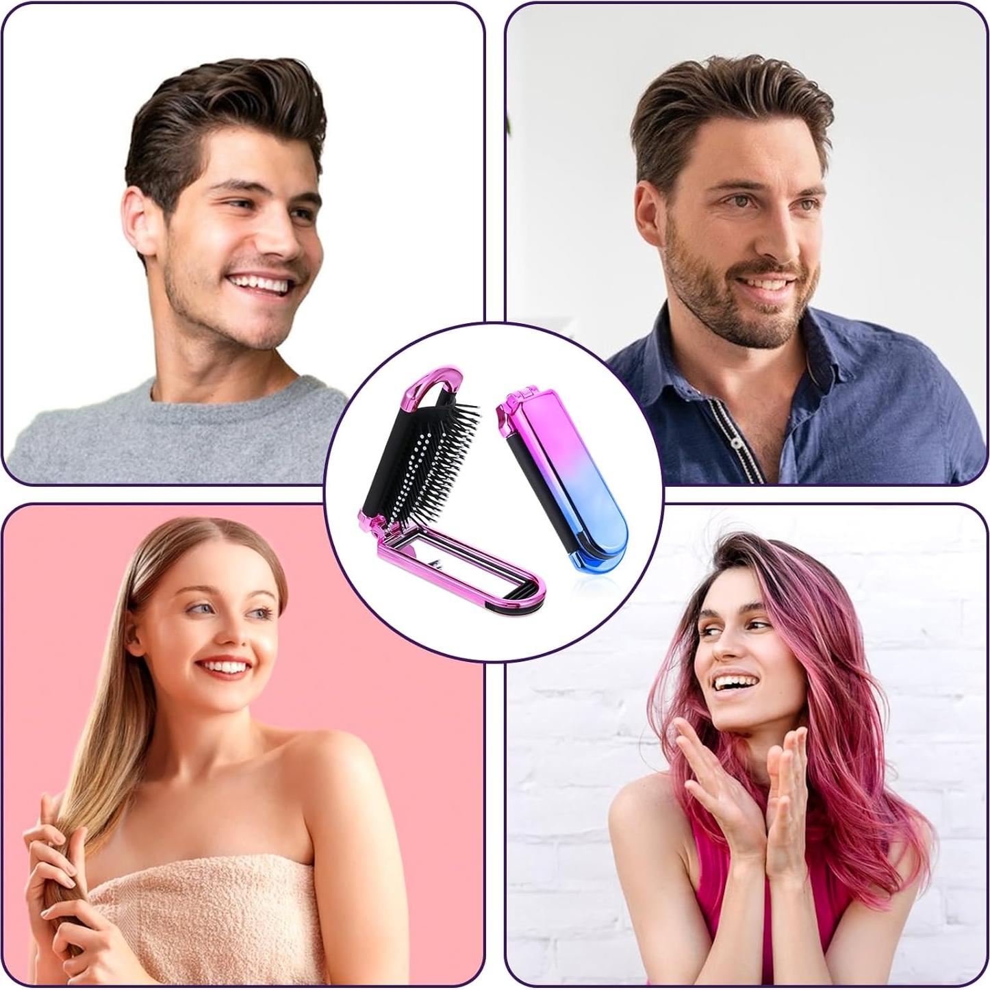 Cepillo de Pelo Plegable con Espejo MOZEAT LENS - 2 Piezas Rosa