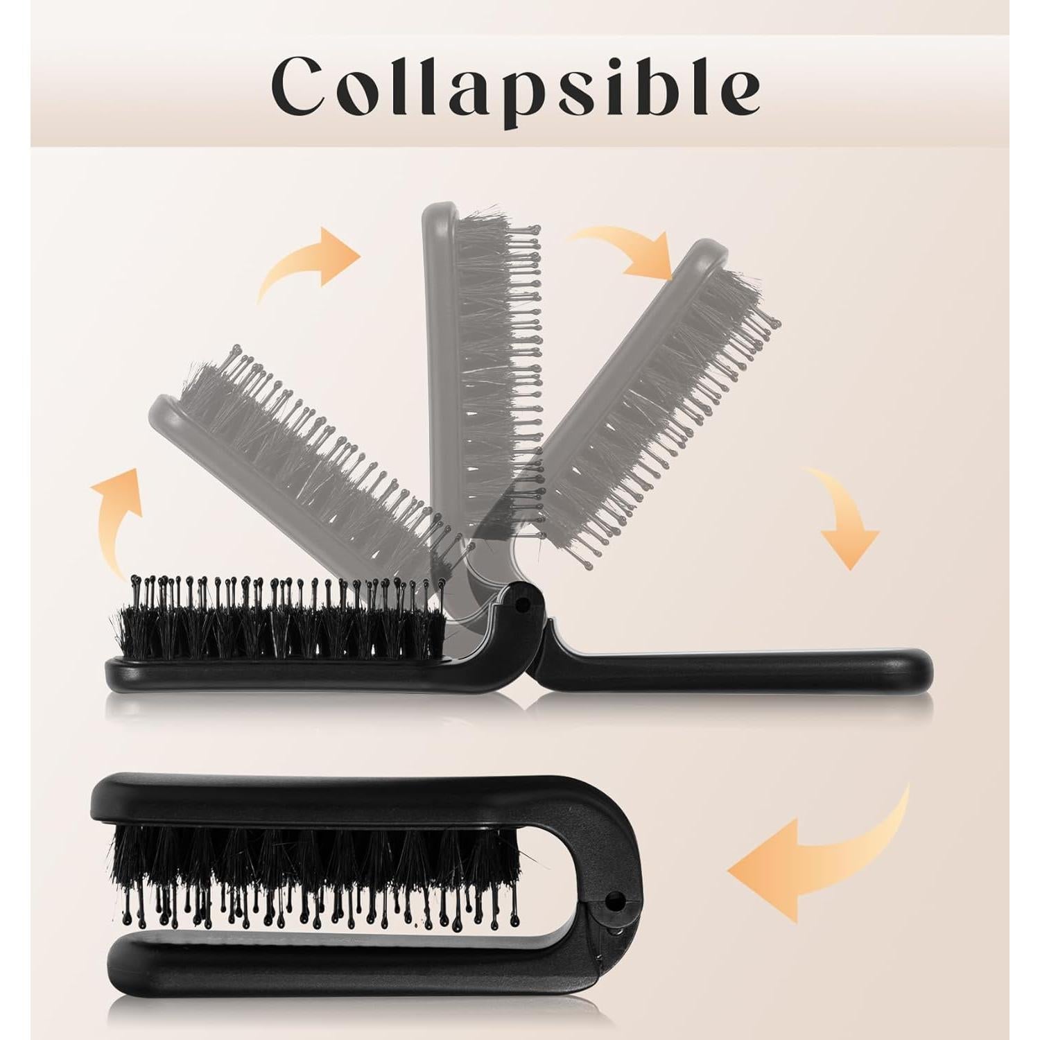 Cepillo de Pelo Plegable ValueBargain Mini Cerda Jabalí 15cm