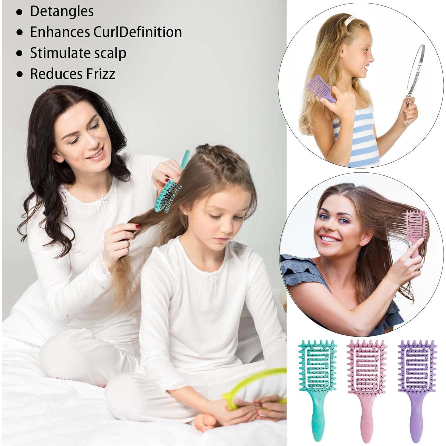 Mini Cepillo Desenredante Yingbtr Verde para Todos los Cabellos