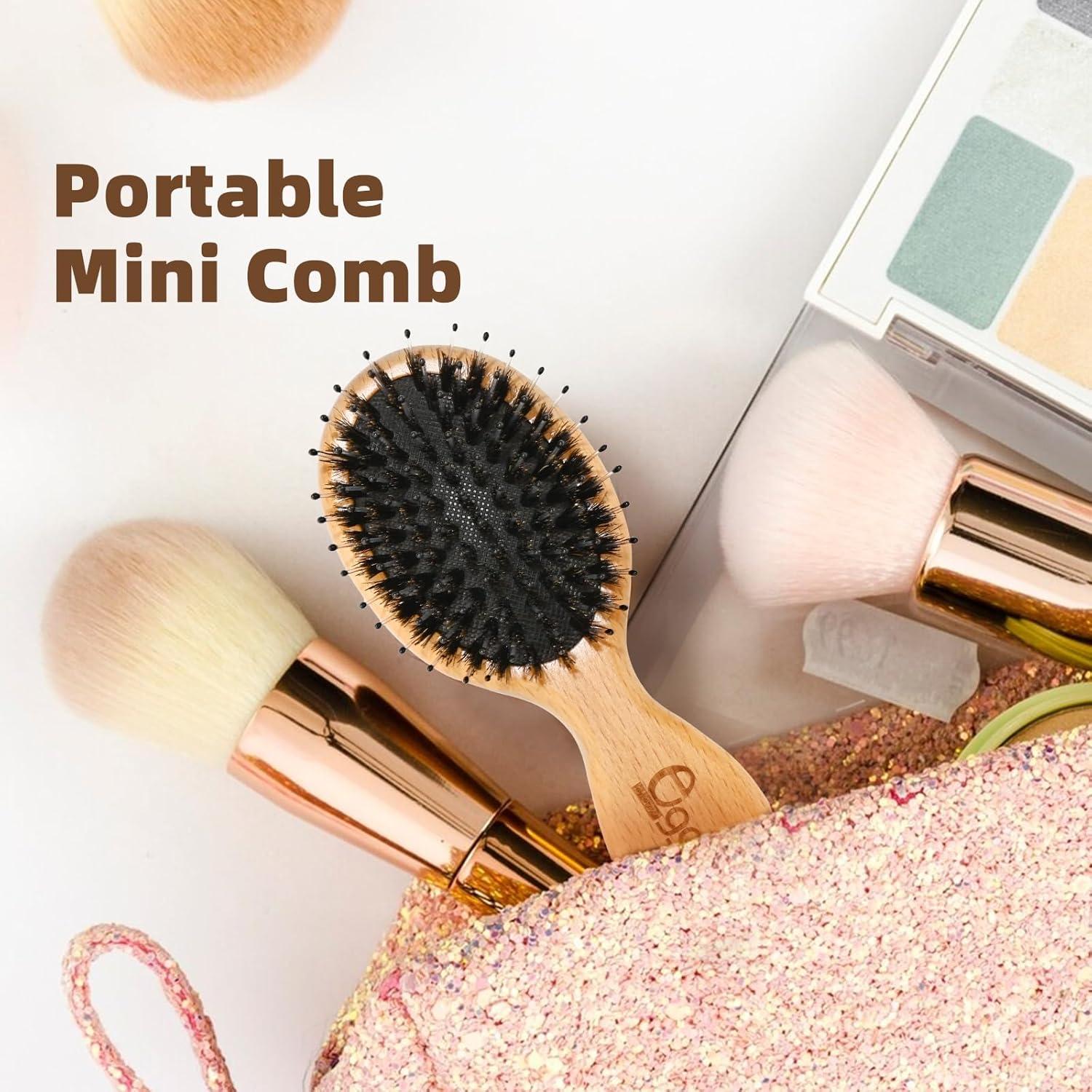 Cepillo de Cabello Mini BLACK EGG de Cerda de Jabalí 14cm