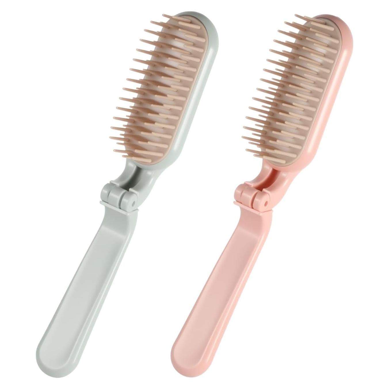 Cepillo de Cabello Plegable SynHHergyx 2 Pcs Compacto Verde Rosa