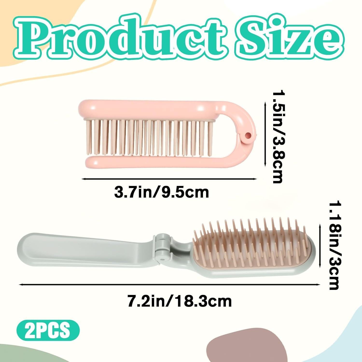 Cepillo de Cabello Plegable SynHHergyx 2 Pcs Compacto Verde Rosa