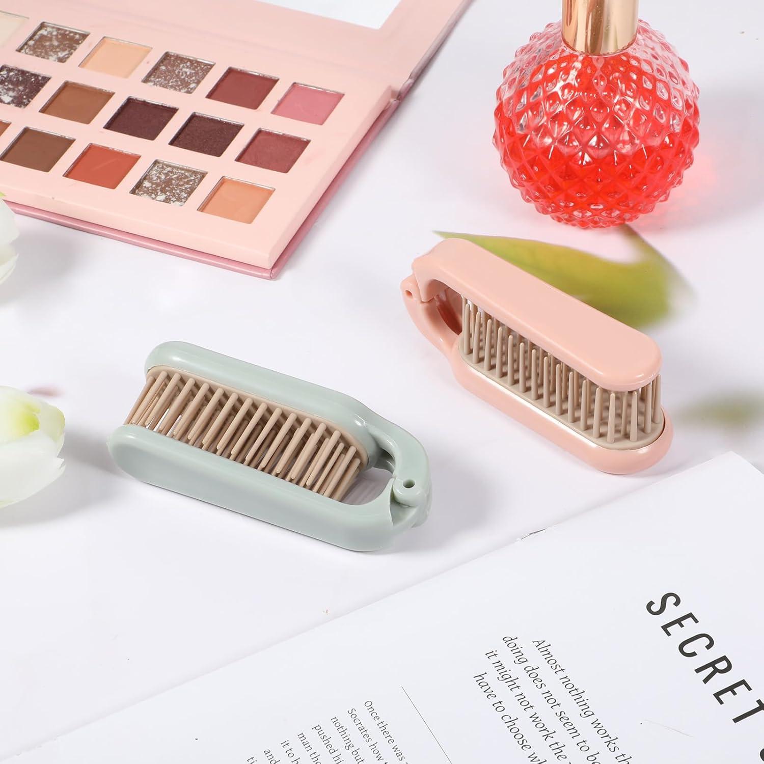 Cepillo de Cabello Plegable SynHHergyx 2 Pcs Compacto Verde Rosa