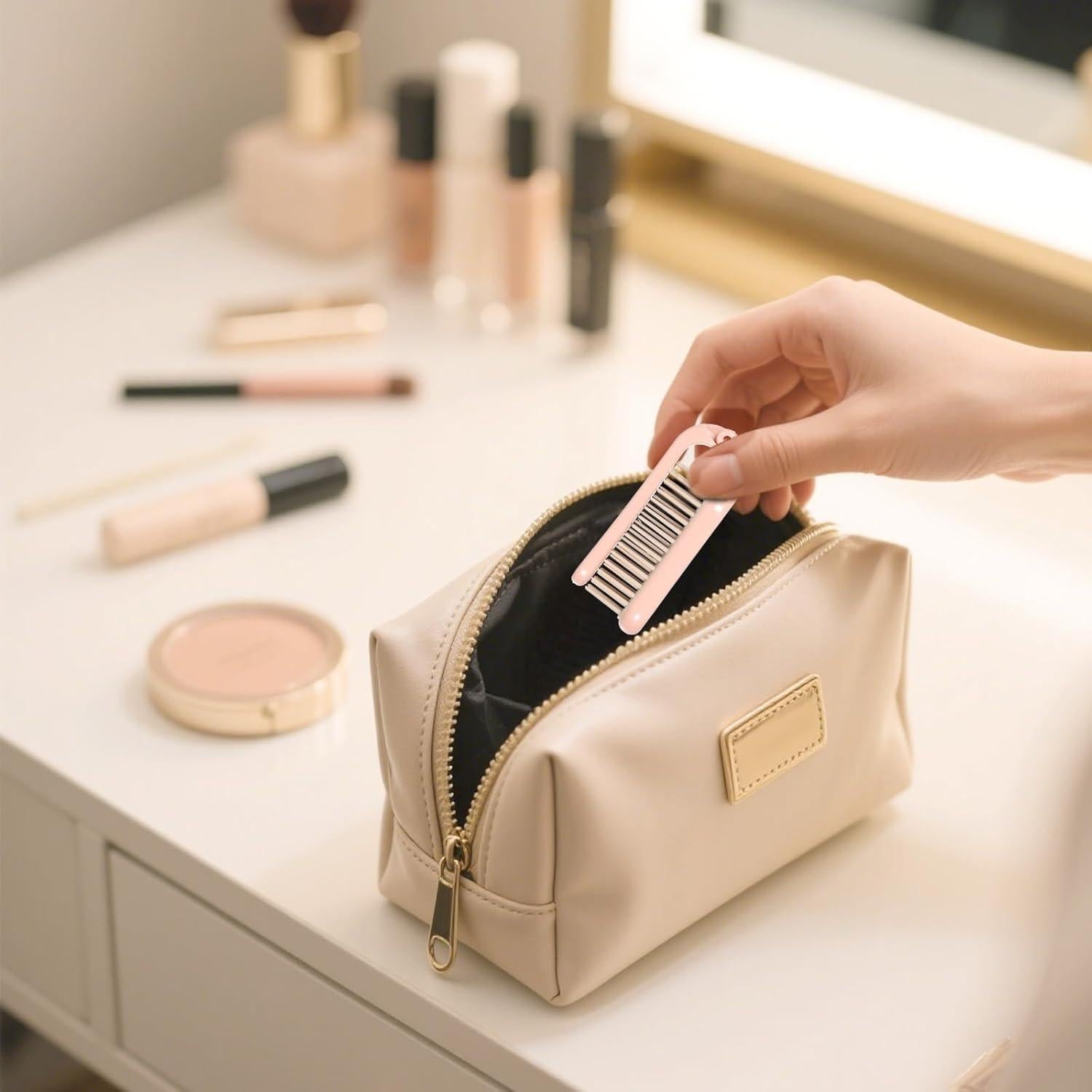 Cepillo de Cabello Plegable SynHHergyx 2 Pcs Compacto Verde Rosa