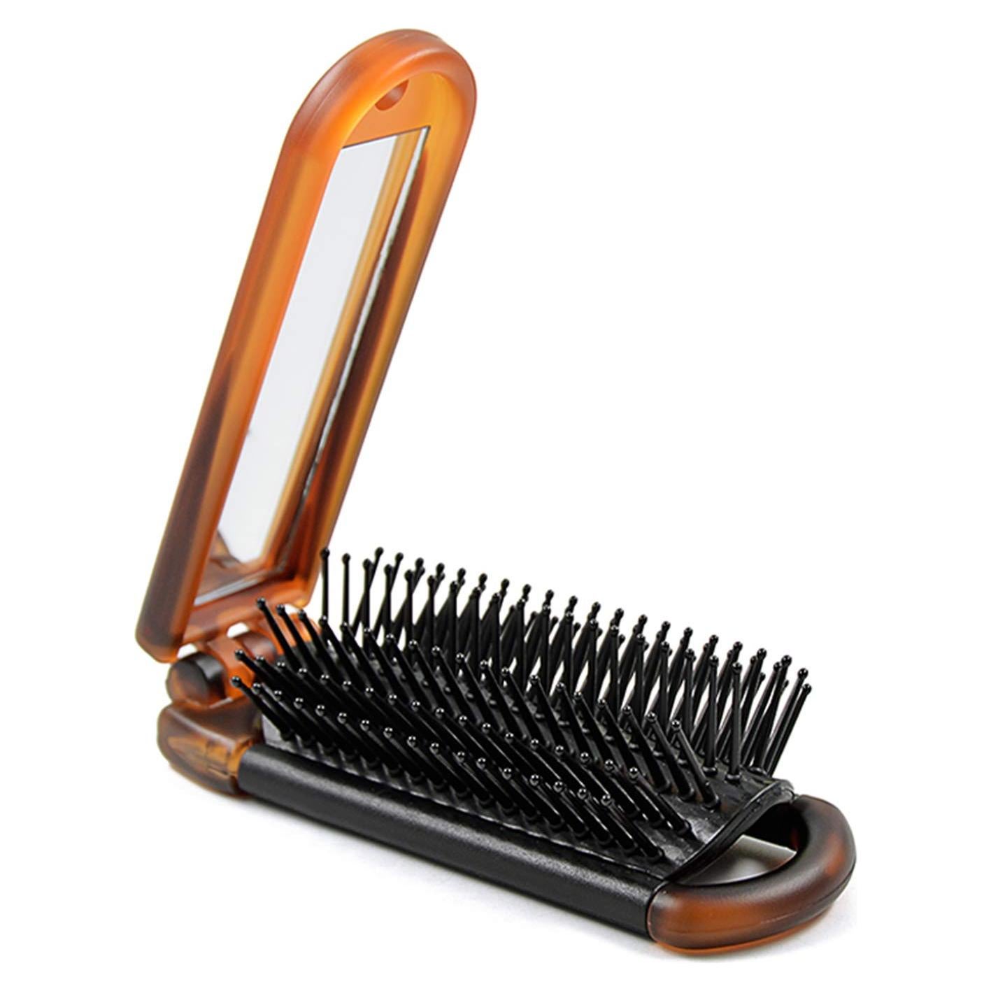 Cepillo de Pelo Plegable Ancable con Espejo Compacto 10.5cm