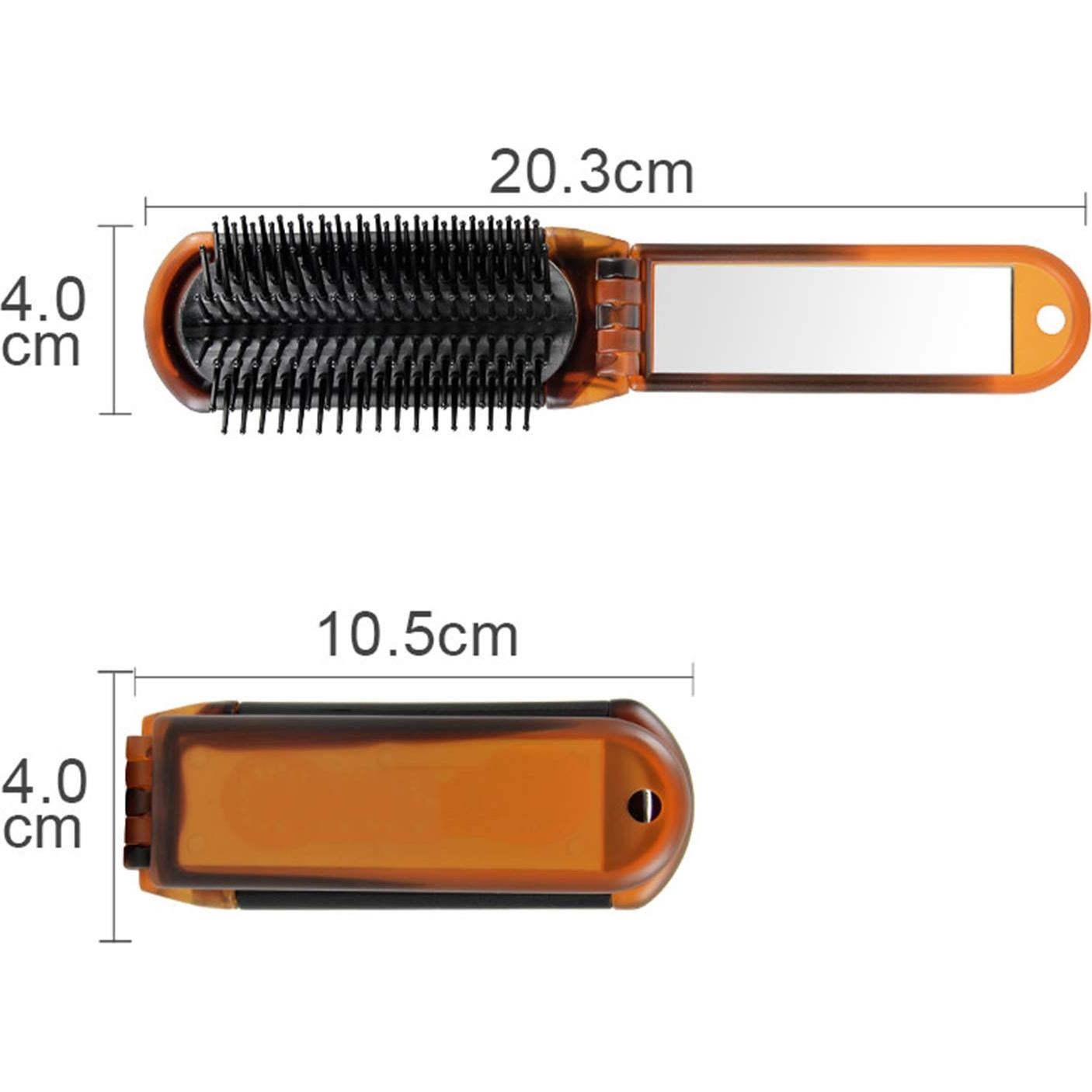Cepillo de Pelo Plegable Ancable con Espejo Compacto 10.5cm