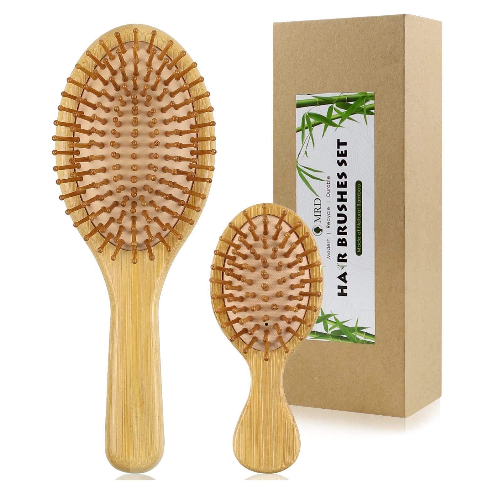 Set de 2 Cepillos de Bambú Natural MRD - Desenredante y Mini