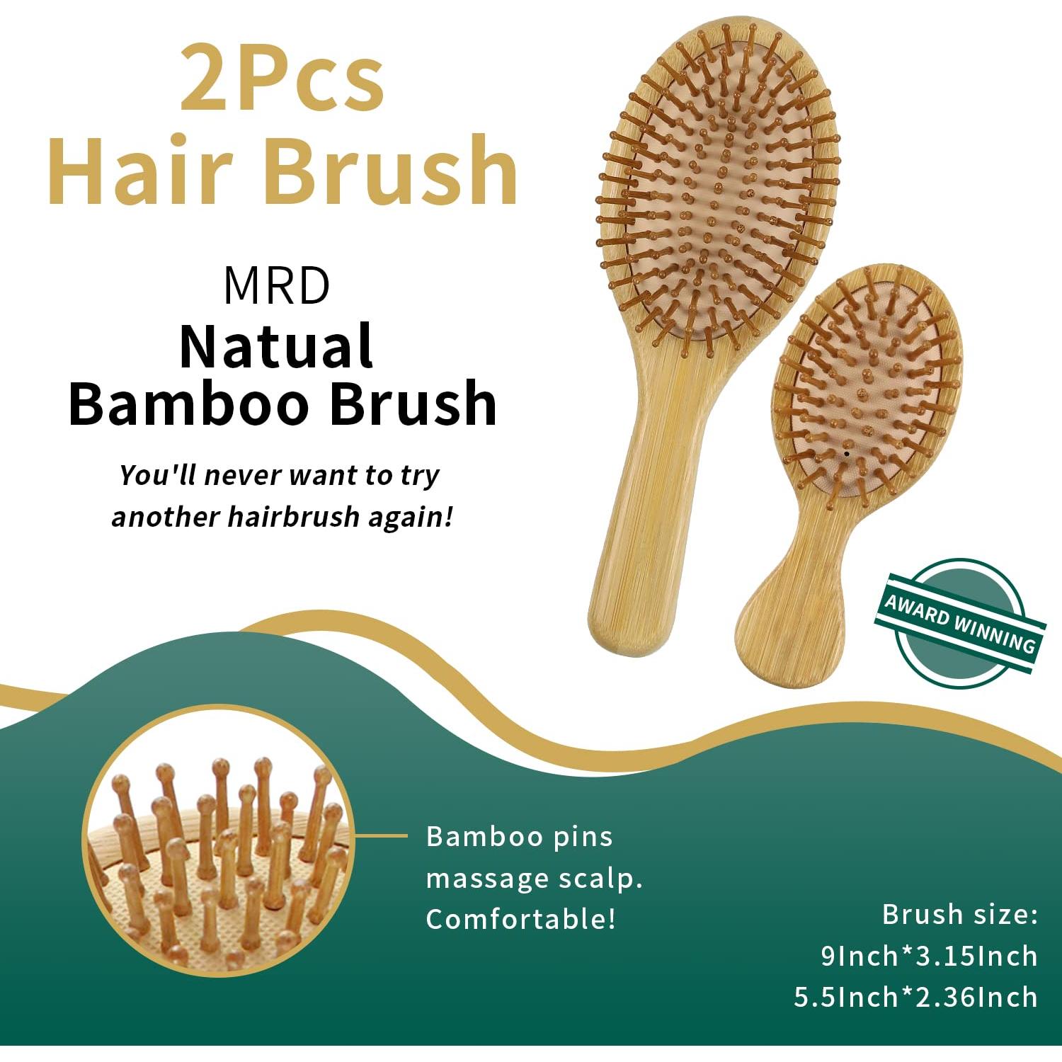 Set de 2 Cepillos de Bambú Natural MRD - Desenredante y Mini