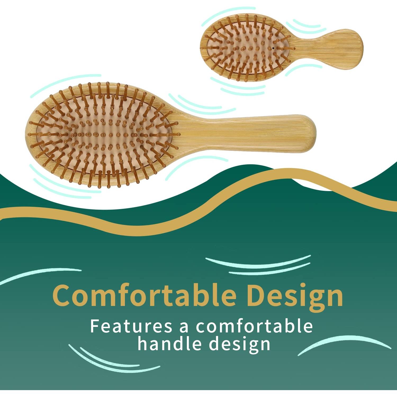 Set de 2 Cepillos de Bambú Natural MRD - Desenredante y Mini