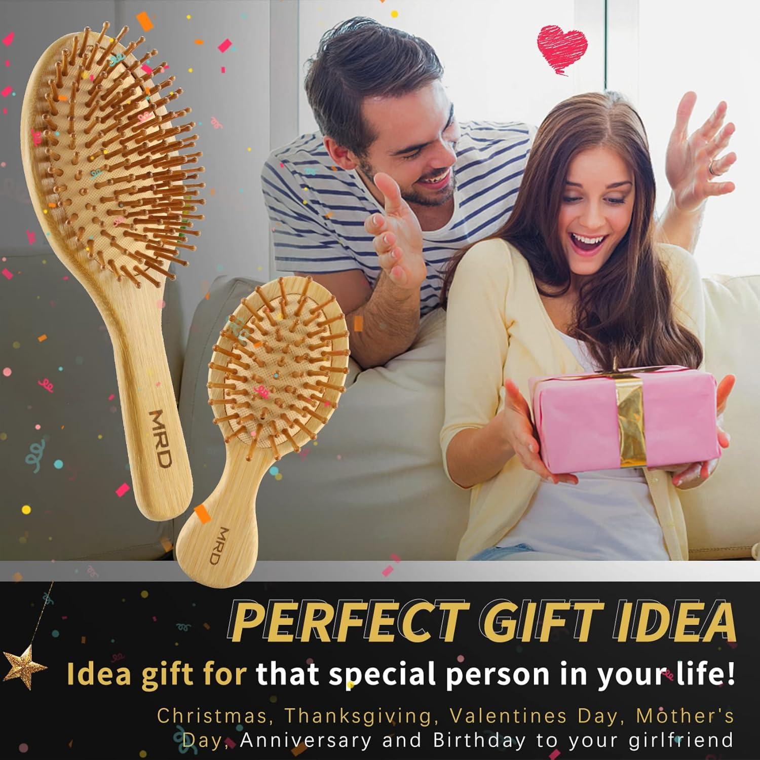 Set de 2 Cepillos de Bambú Natural MRD - Desenredante y Mini