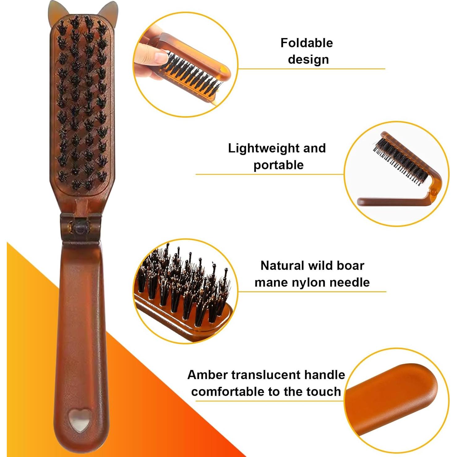 Cepillo de Pelo Plegable Yasdyri - 2 Piezas Crin de Jabalí