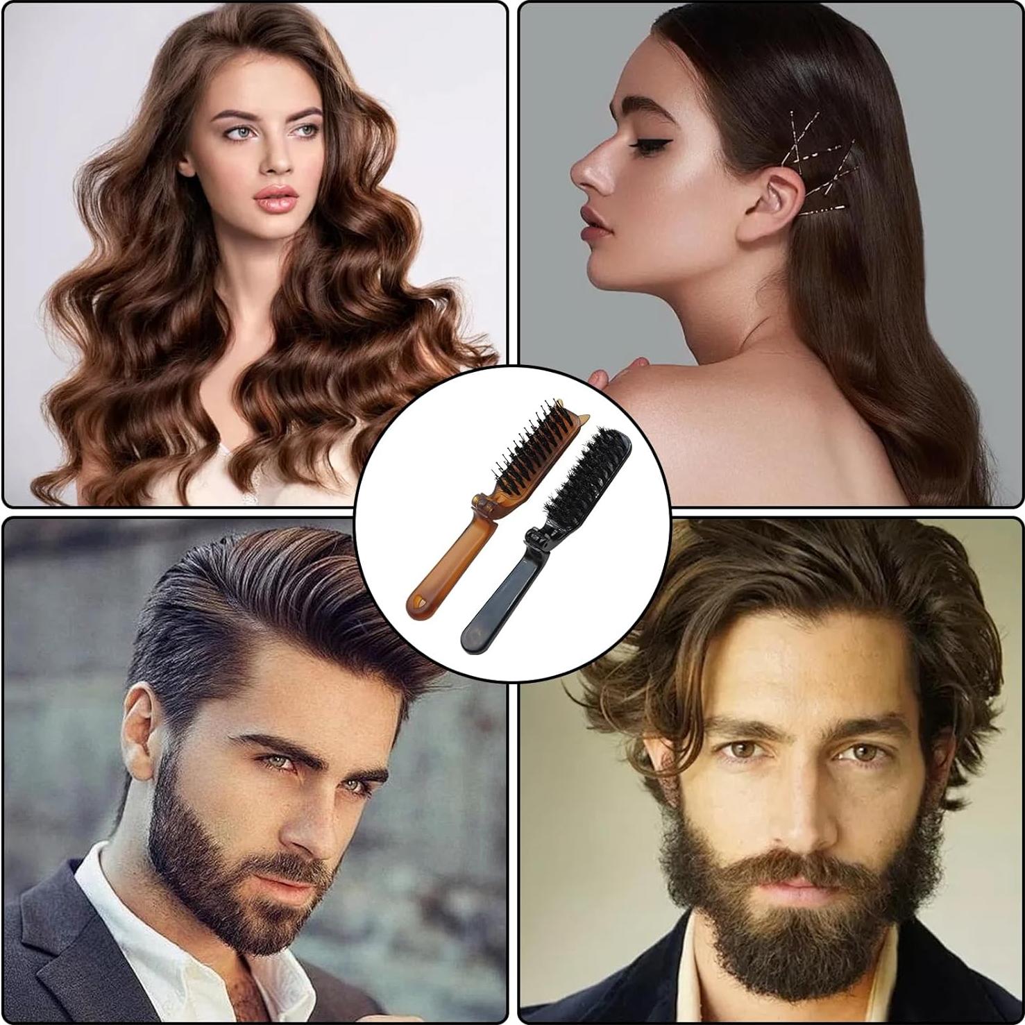 Cepillo de Pelo Plegable Yasdyri - 2 Piezas Crin de Jabalí