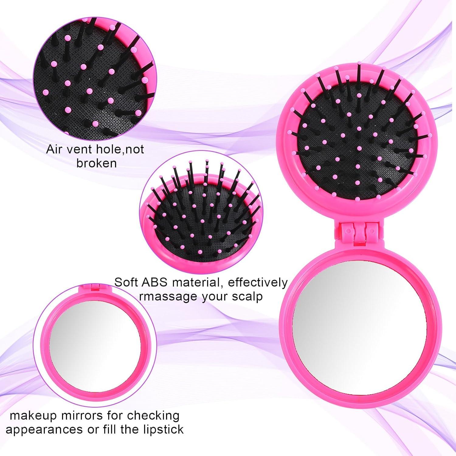 10 Piezas Cepillo de Pelo Plegable con Espejo Compacto Dimeho