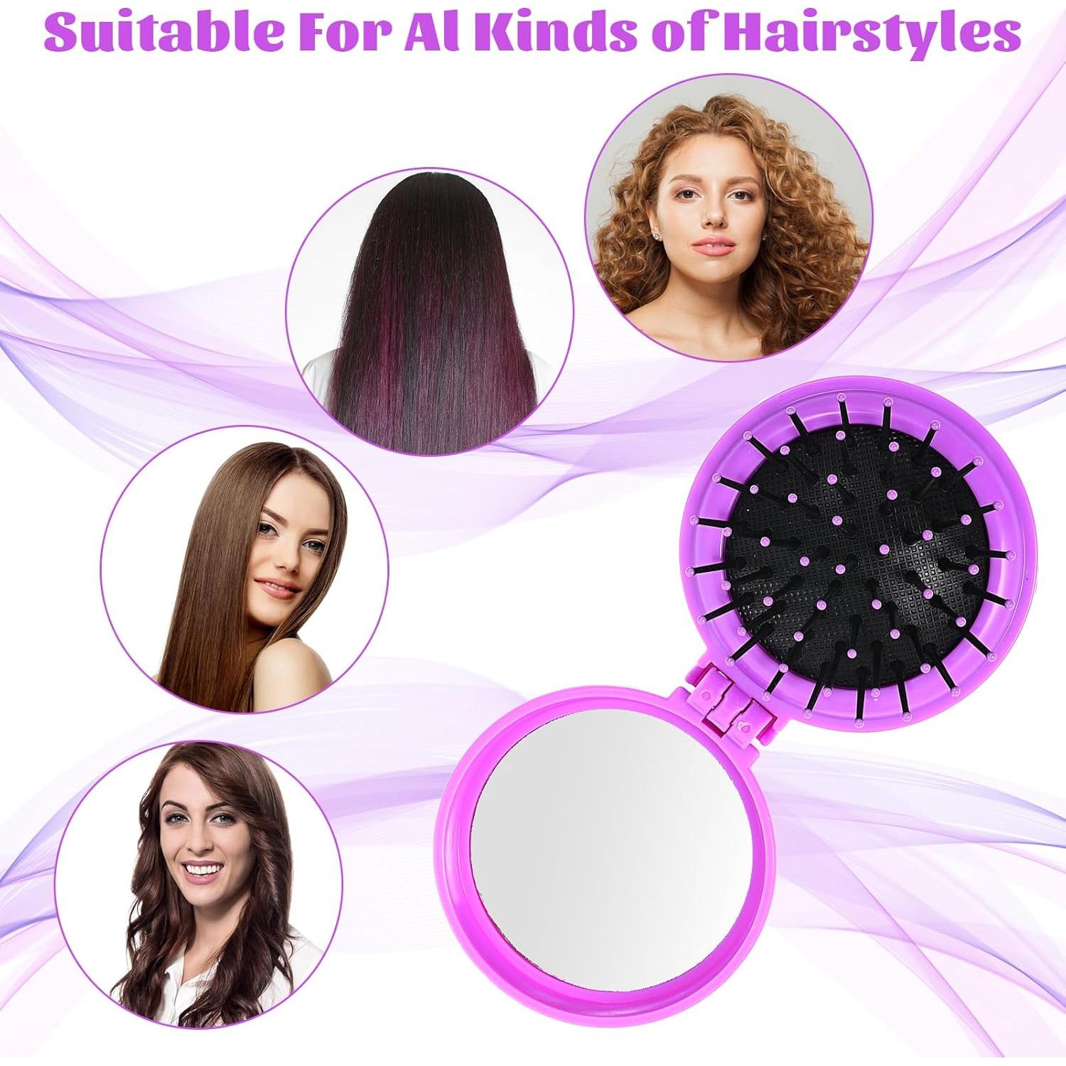 10 Piezas Cepillo de Pelo Plegable con Espejo Compacto Dimeho