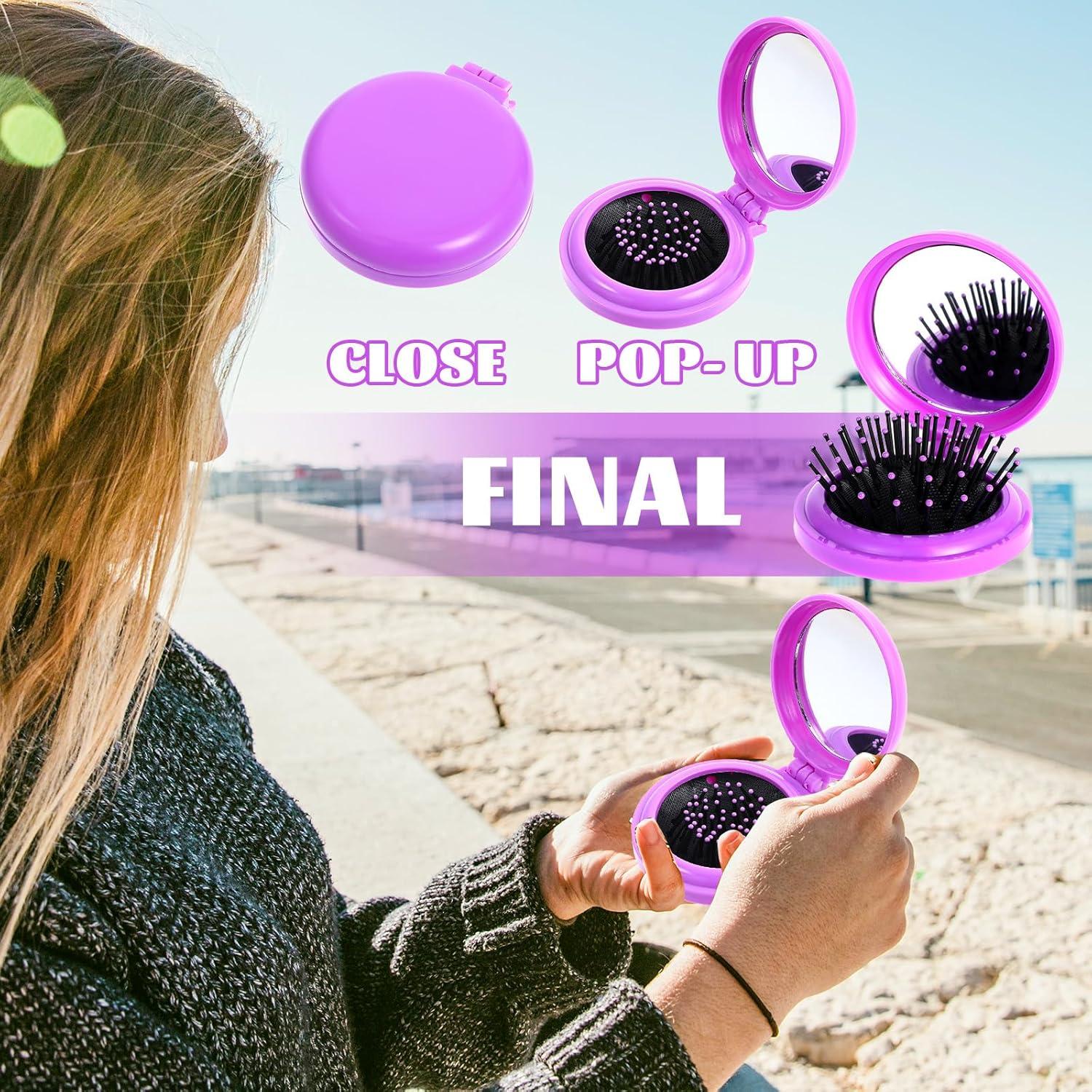 10 Piezas Cepillo de Pelo Plegable con Espejo Compacto Dimeho