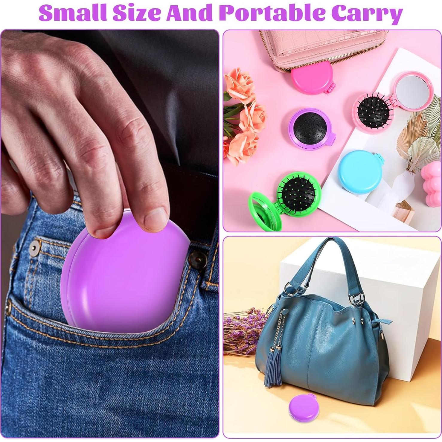 10 Piezas Cepillo de Pelo Plegable con Espejo Compacto Dimeho