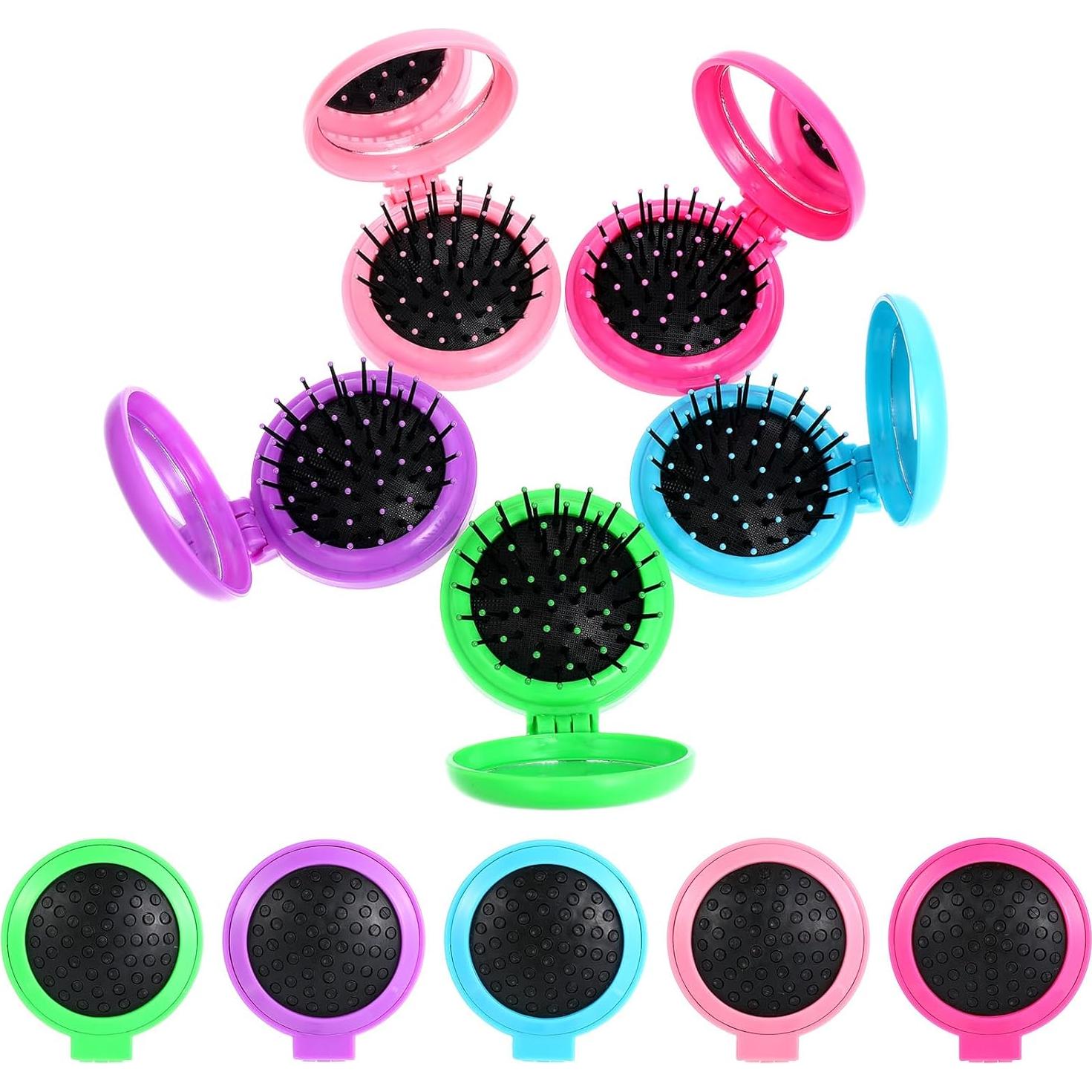10 Piezas Cepillo de Pelo Plegable con Espejo Compacto Dimeho