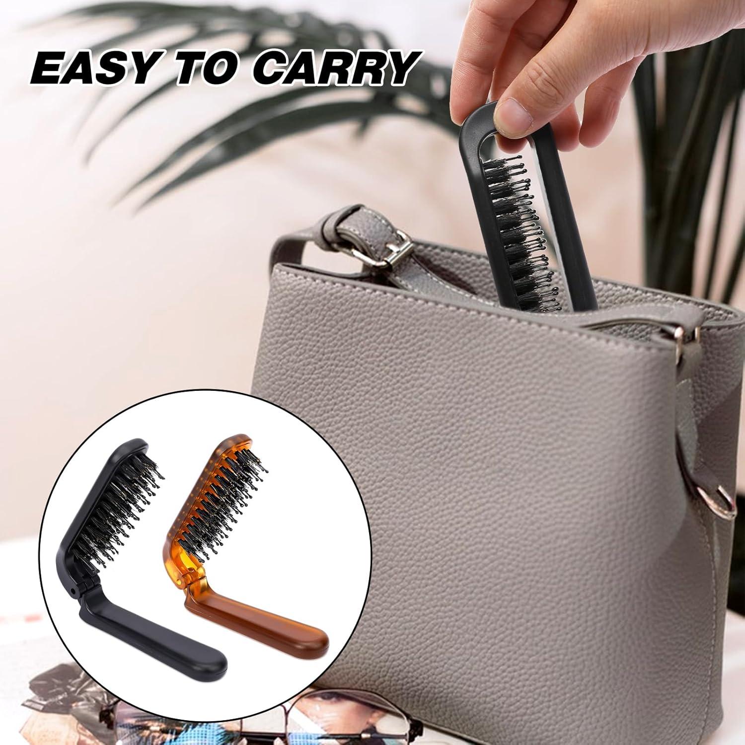 Cepillo de Pelo Plegable MOZEAT LENS 2 Piezas Viaje Negro Ámbar