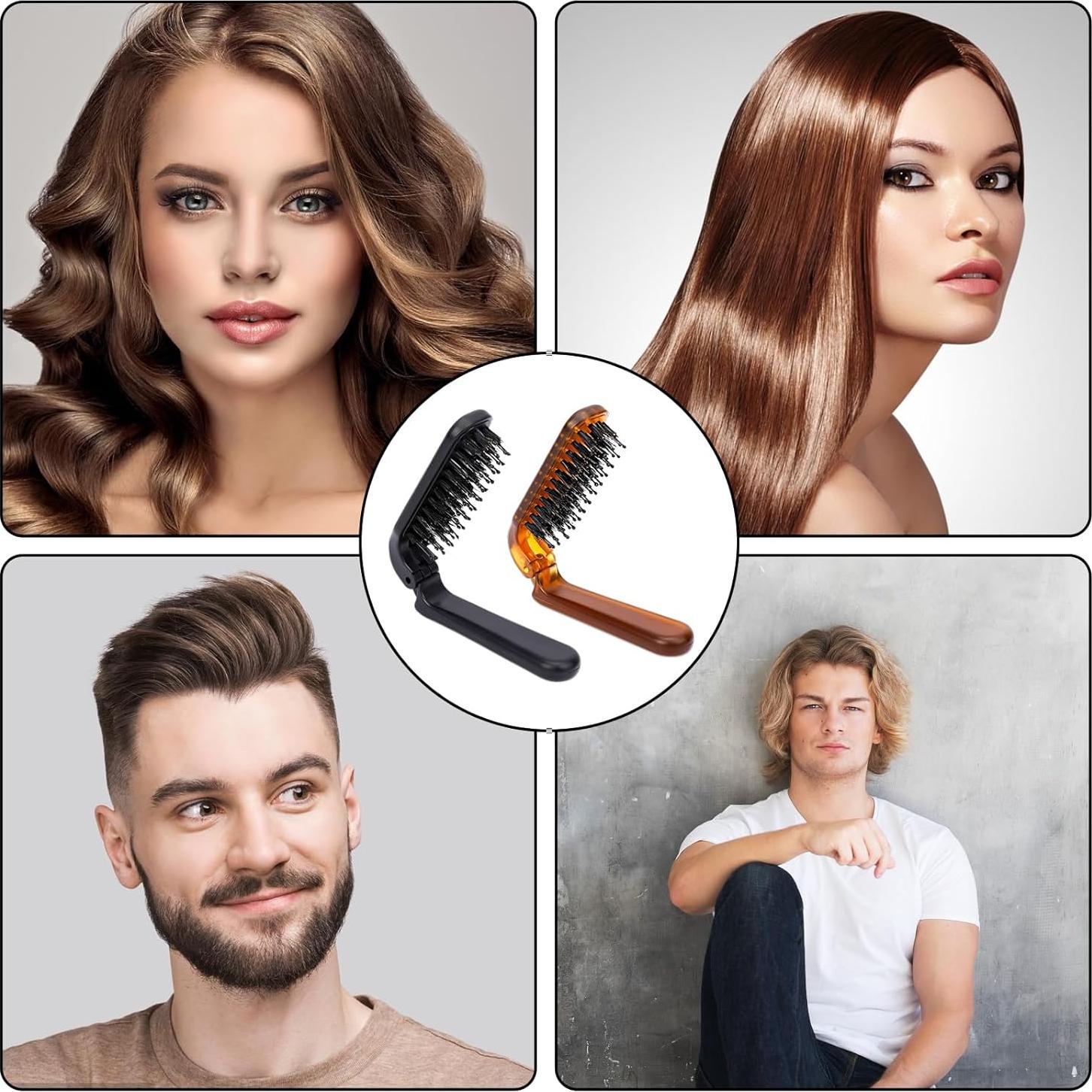 Cepillo de Pelo Plegable MOZEAT LENS 2 Piezas Viaje Negro Ámbar