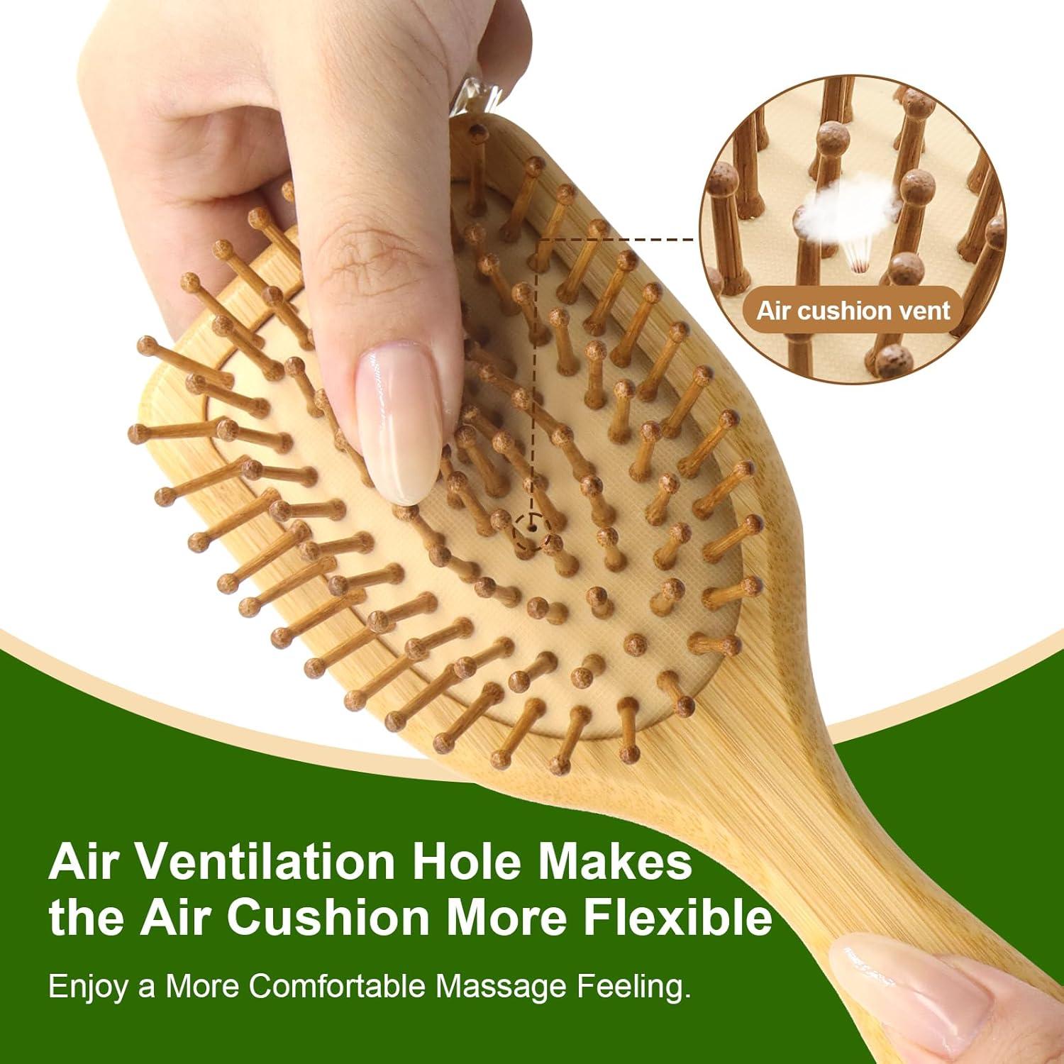 Cepillo de Pelo de Bambú LIYI Ergonómico para Crecimiento Cabello