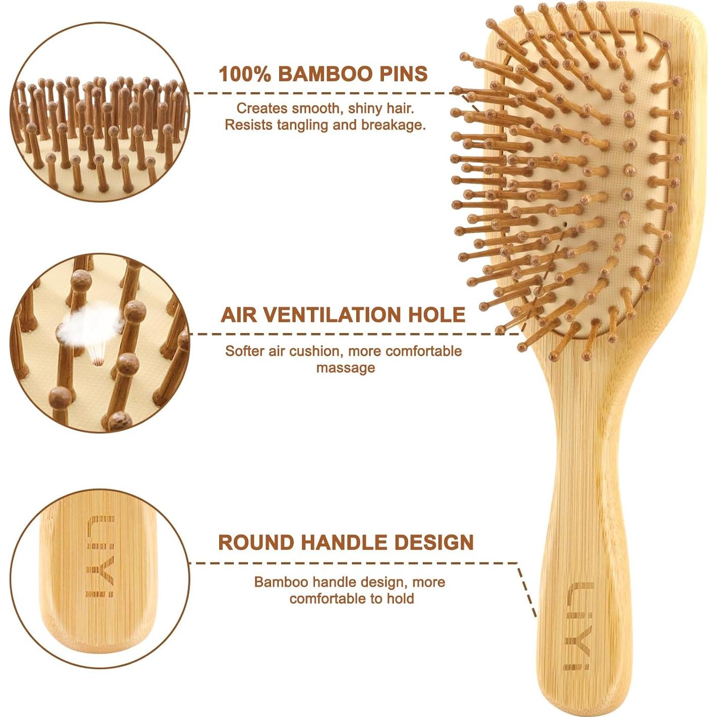 Cepillo de Pelo de Bambú LIYI Ergonómico para Crecimiento Cabello