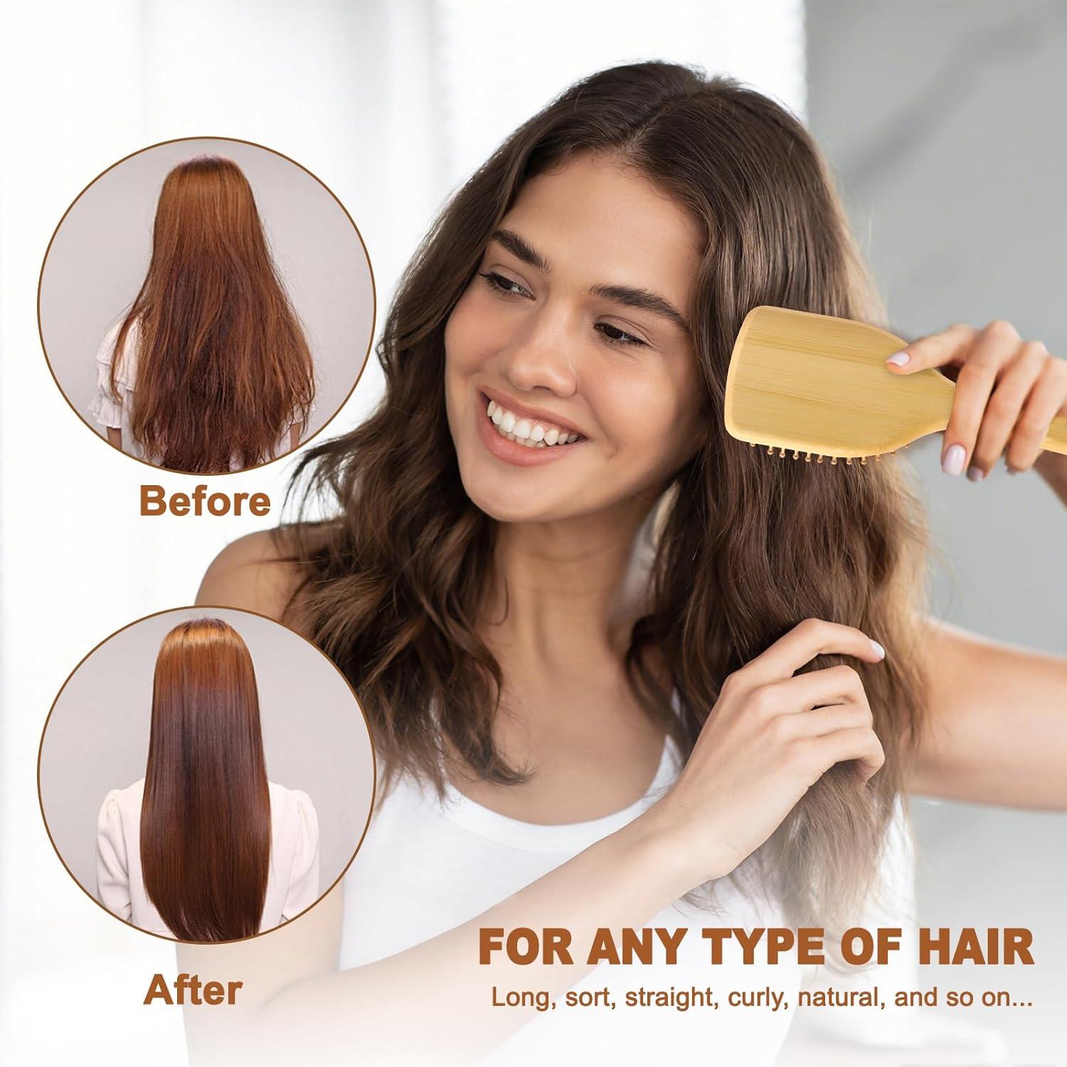 Cepillo de Pelo de Bambú LIYI Ergonómico para Crecimiento Cabello