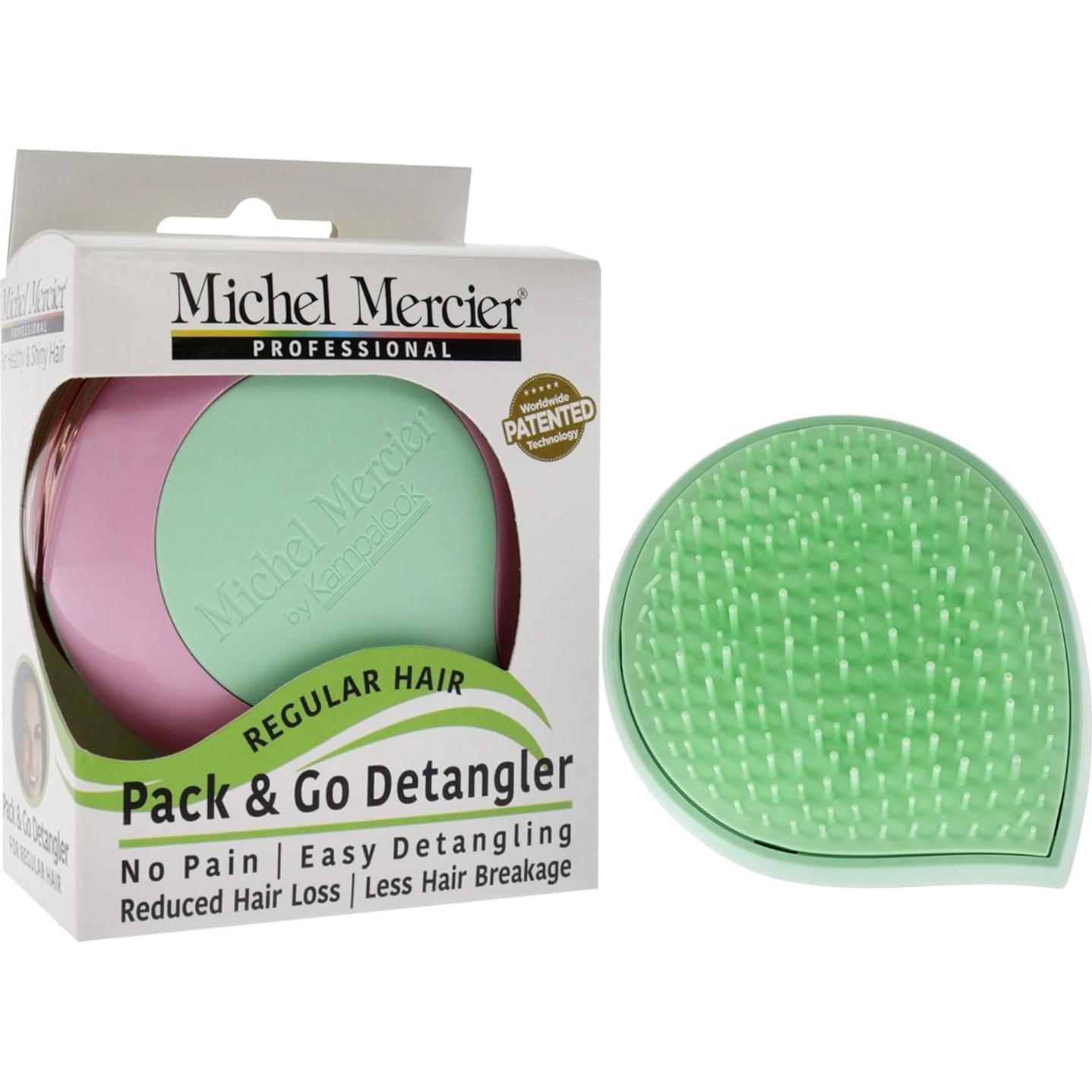 Cepillo Desenredante Michel Mercier Mini Portátil Verde-Rosa