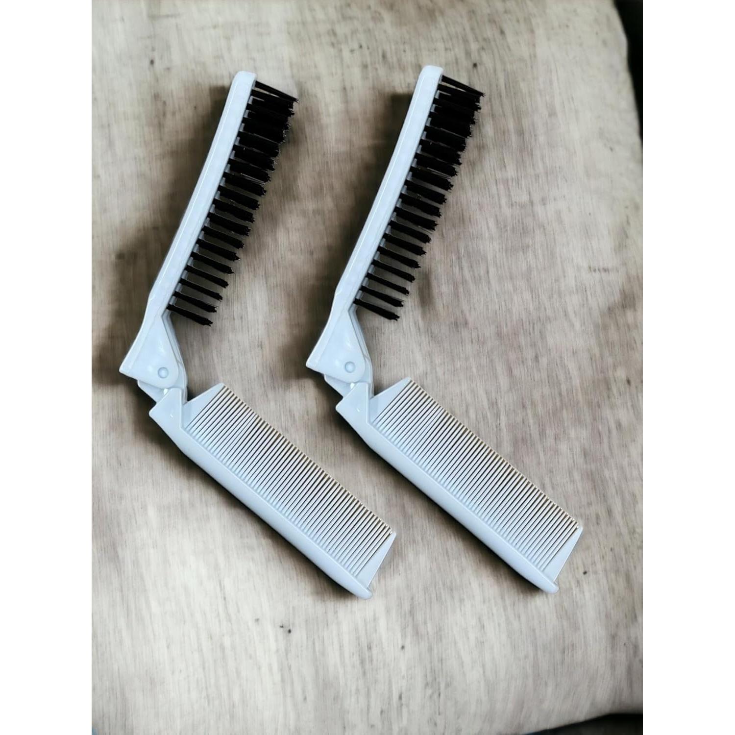 Cepillo de Pelo Plegable Compacto Le Salon - 2 Piezas Rojo y Blanco