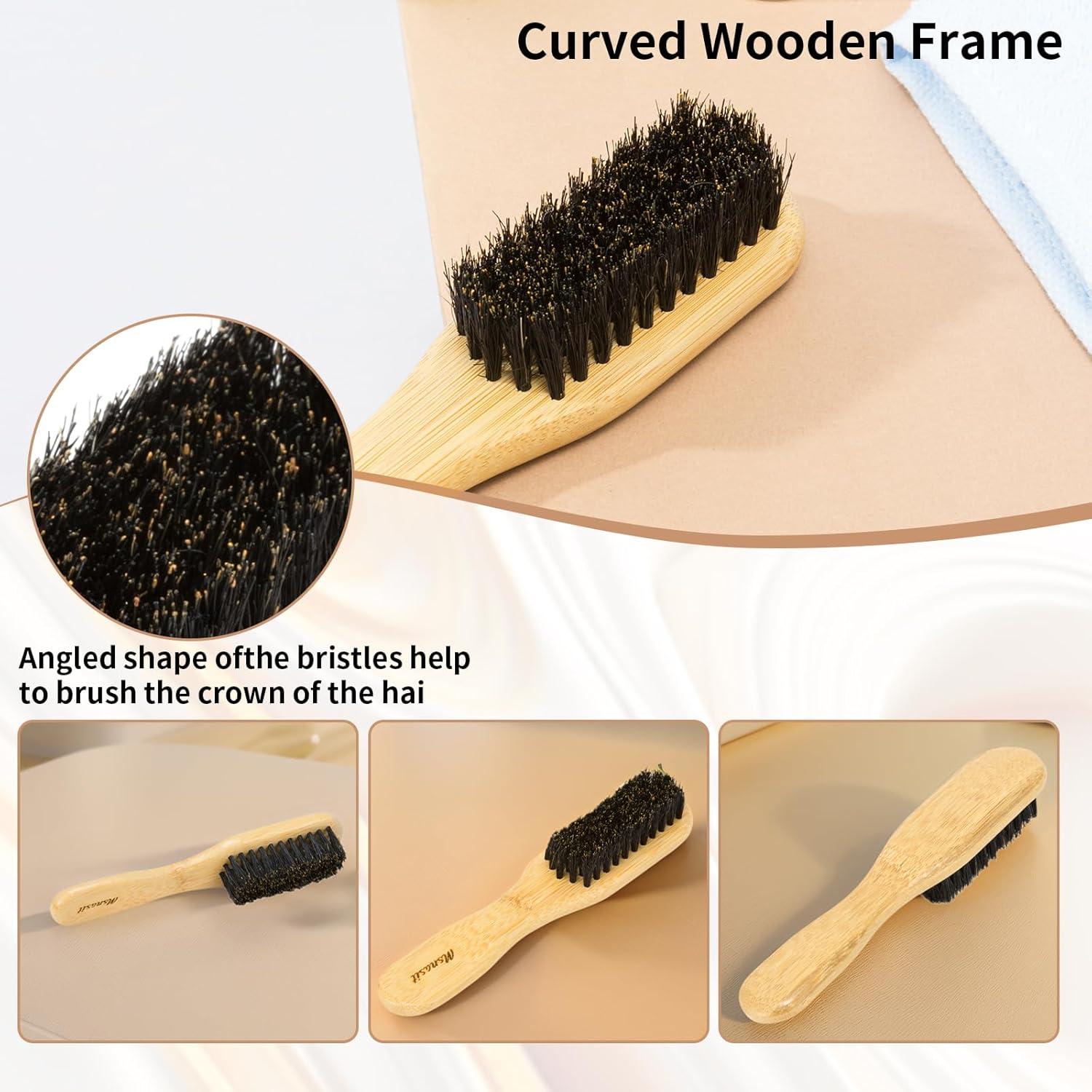 Cepillo de cabello mini Msnasit de bambú y cerdas de jabalí