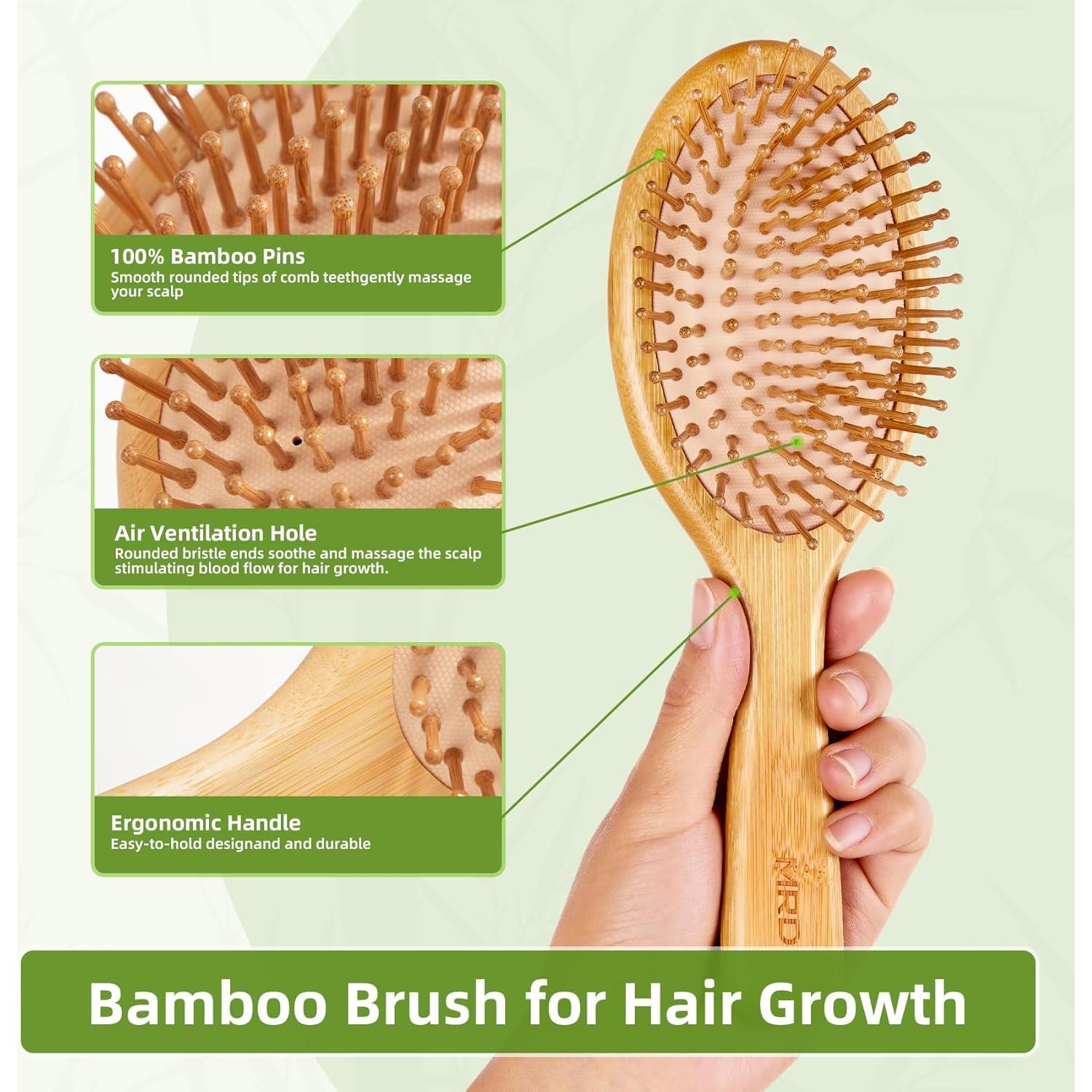 Cepillo de Paleta de Bambú Natural MRD para Desenredar 23.7x8cm