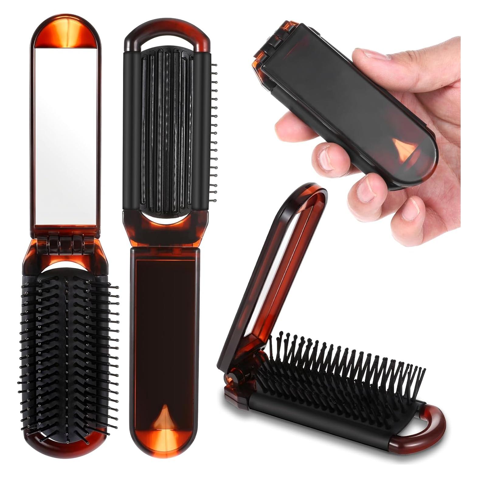 Juego de 2 Cepillos de Pelo Plegables con Espejo Psyqtsuary