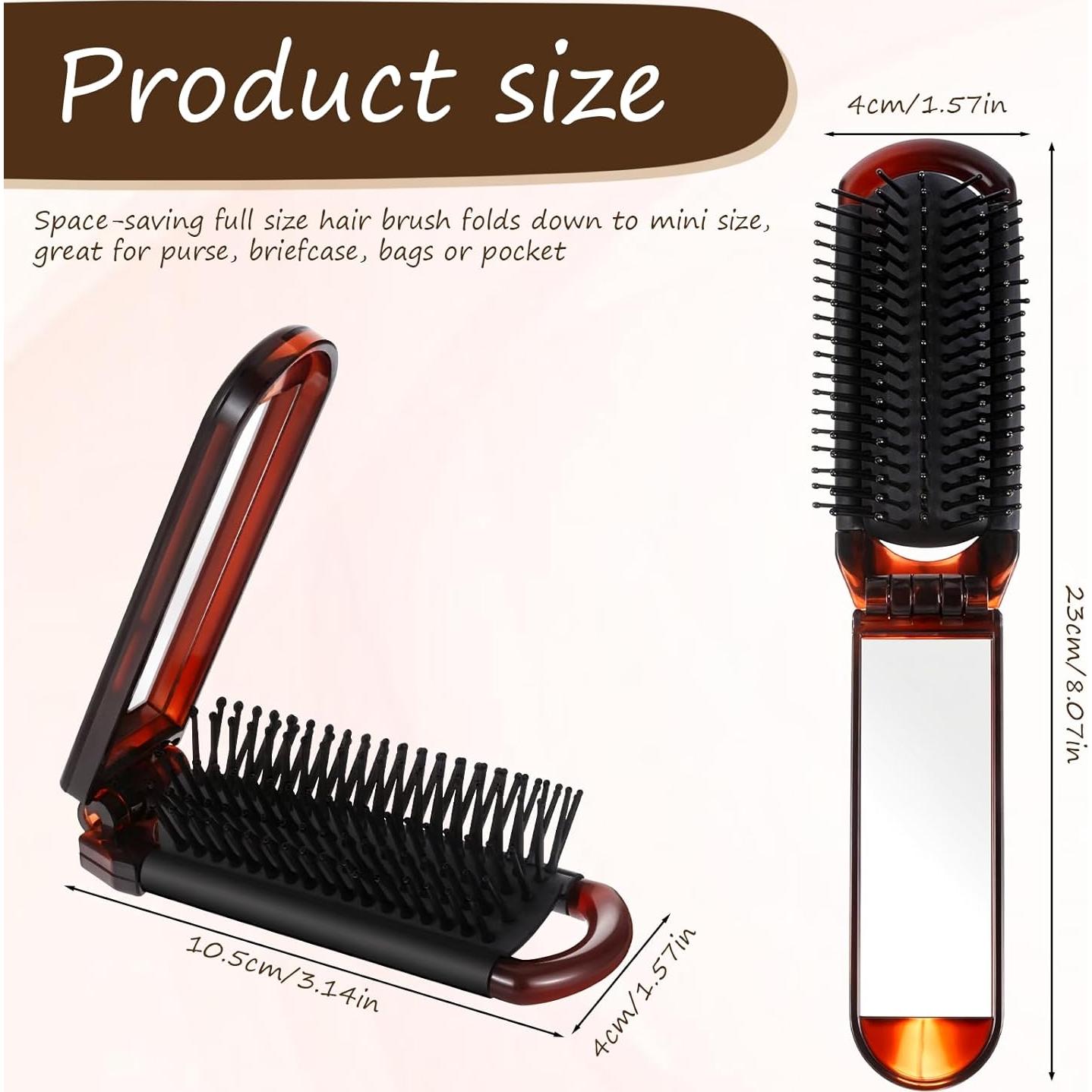 Juego de 2 Cepillos de Pelo Plegables con Espejo Psyqtsuary