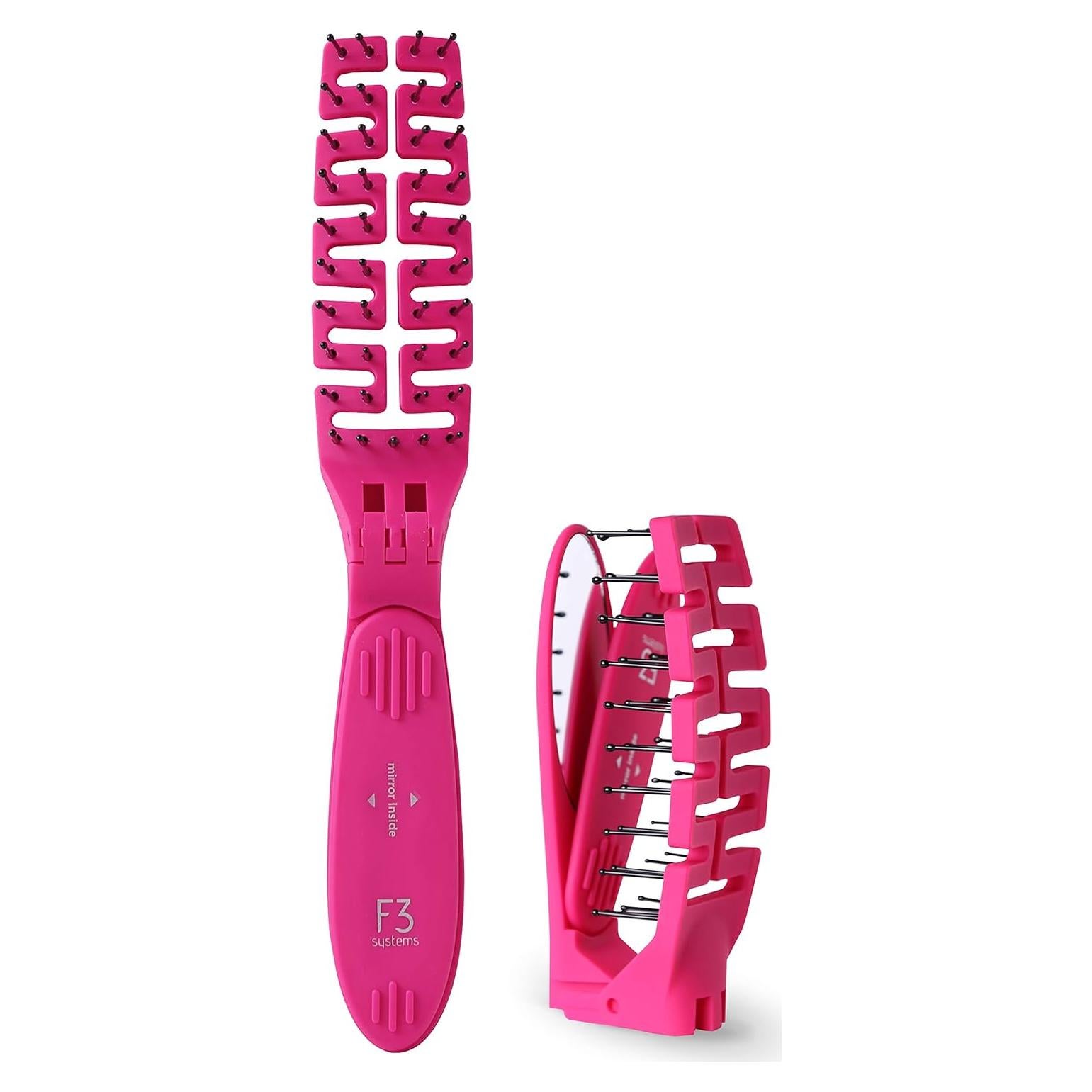 Cepillo de Pelo Plegable F3 Systems con Espejo Compacto 24.89cm