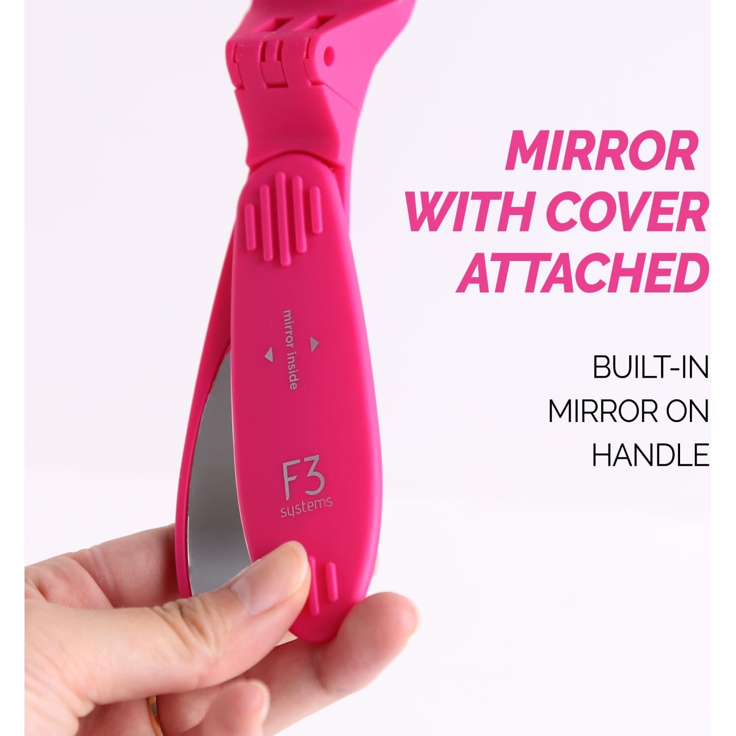 Cepillo de Pelo Plegable F3 Systems con Espejo Compacto 24.89cm