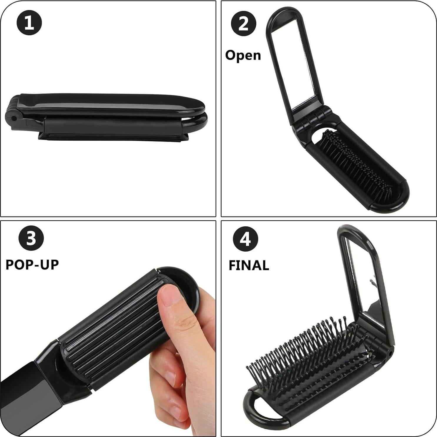 Set de 3 Cepillos de Pelo Plegables TOSAMZOO con Espejo