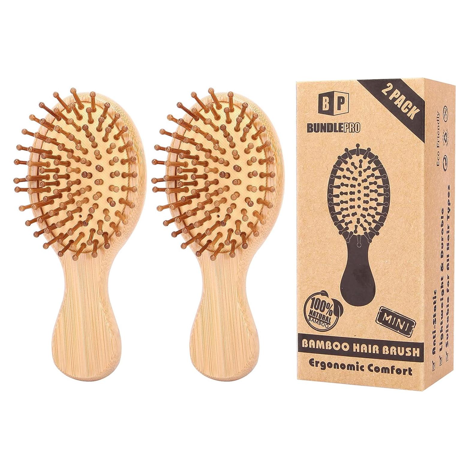 Paquete de 2 Cepillos para Cabello BUNDLEPRO Mini Antiestático