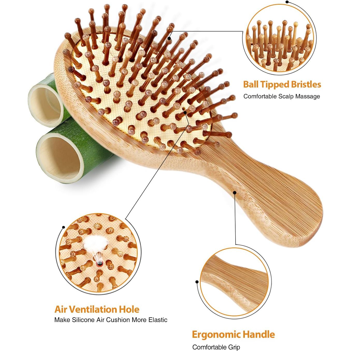 Paquete de 2 Cepillos para Cabello BUNDLEPRO Mini Antiestático